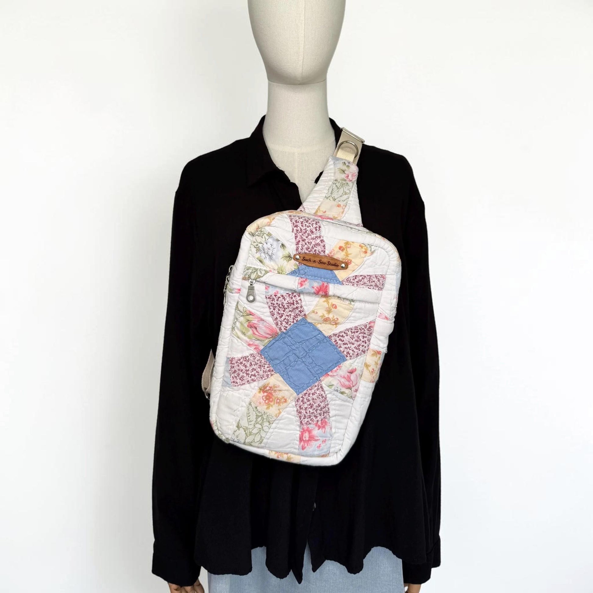 Upcycled Wedding Quilt Sling Bag