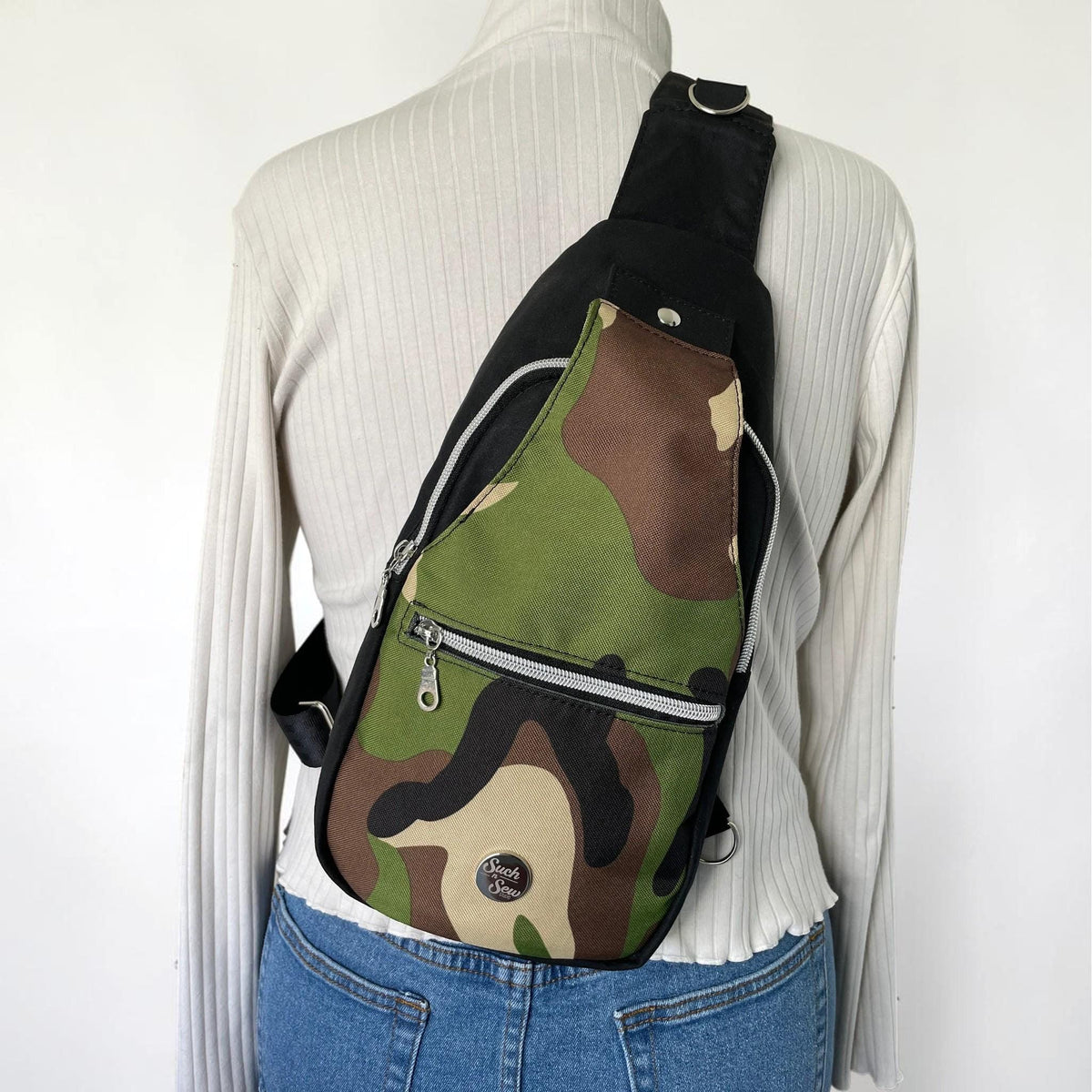 Camouflage Waxed Canvas Sling Bag Crossbody