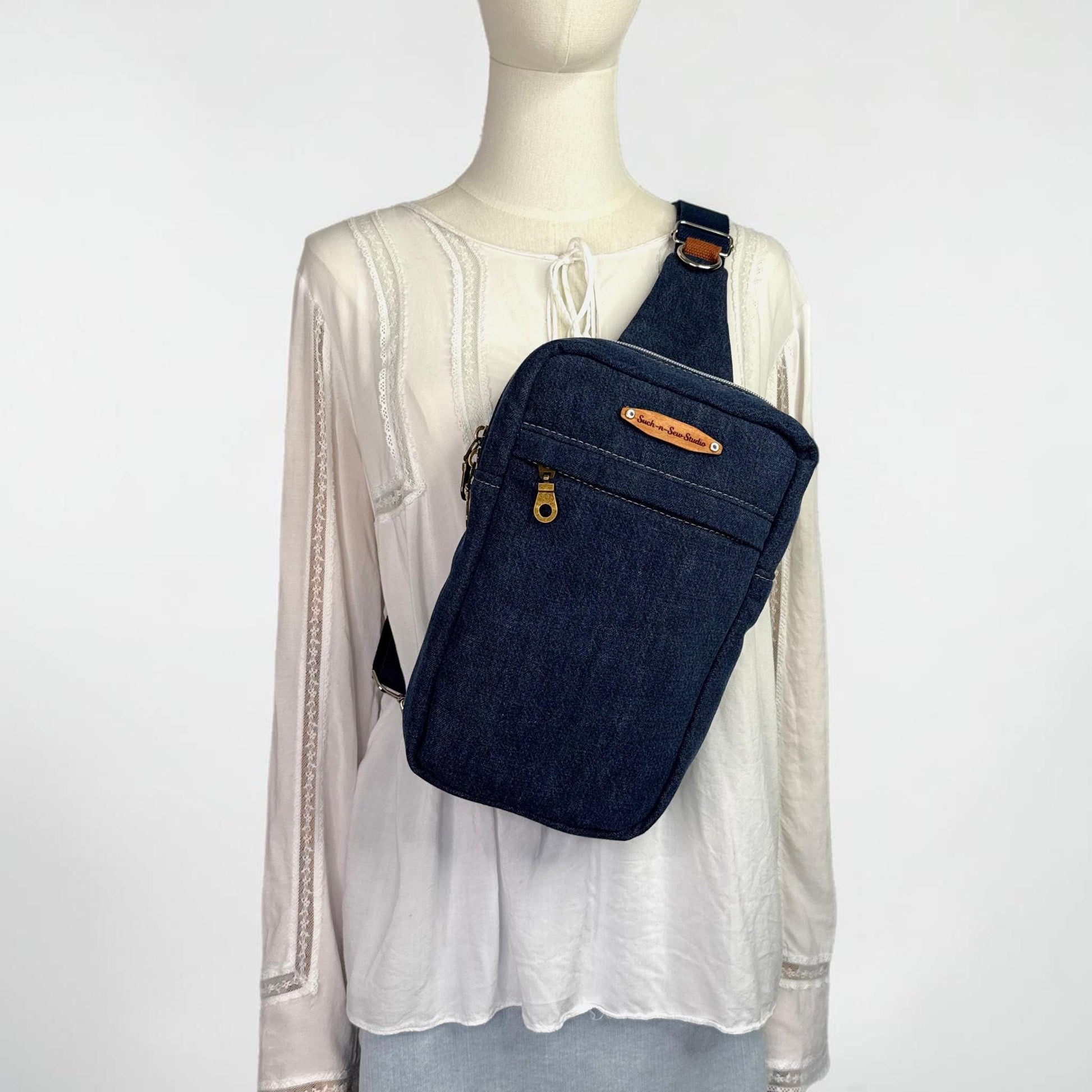 Upcycled Denim Sandhill Sling Bag
