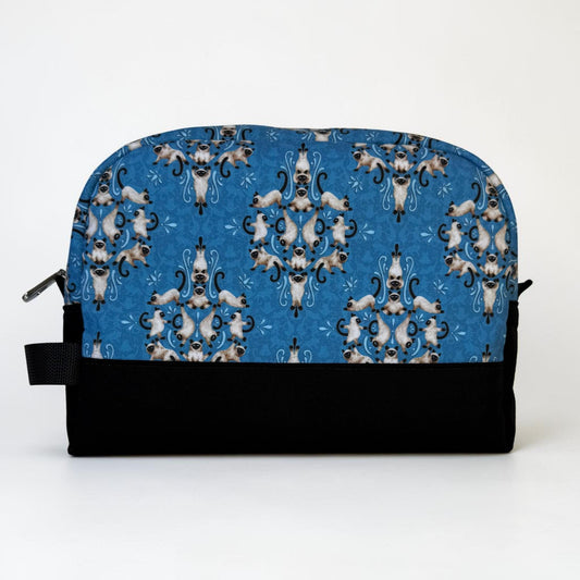 Damask Siamese Cats Large Zipper Pouch