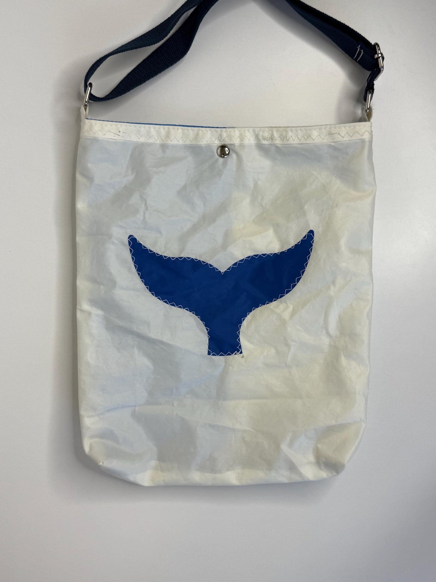 Upcycled Sail Turtle and Whale Tail Tote Purse Bag