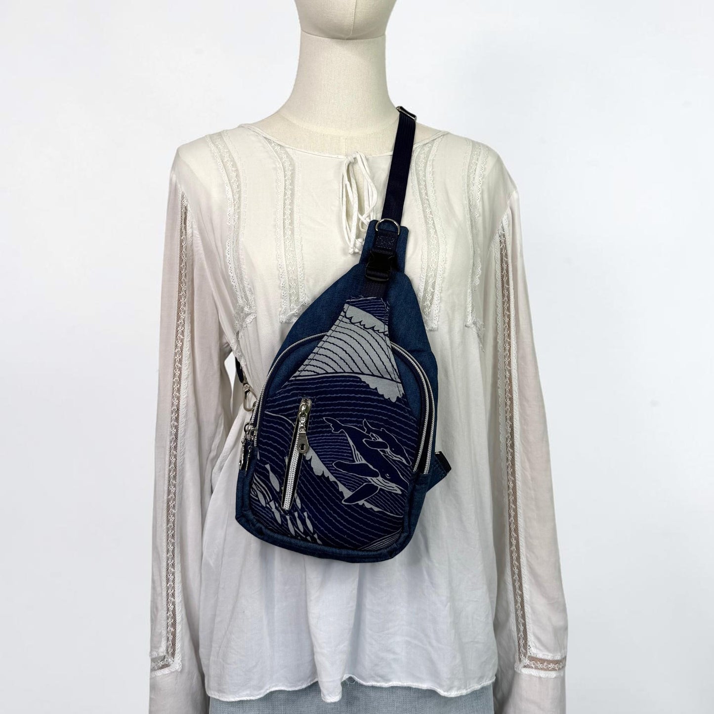 Denim Whales Sling Bag – Mini Crossbody Bag