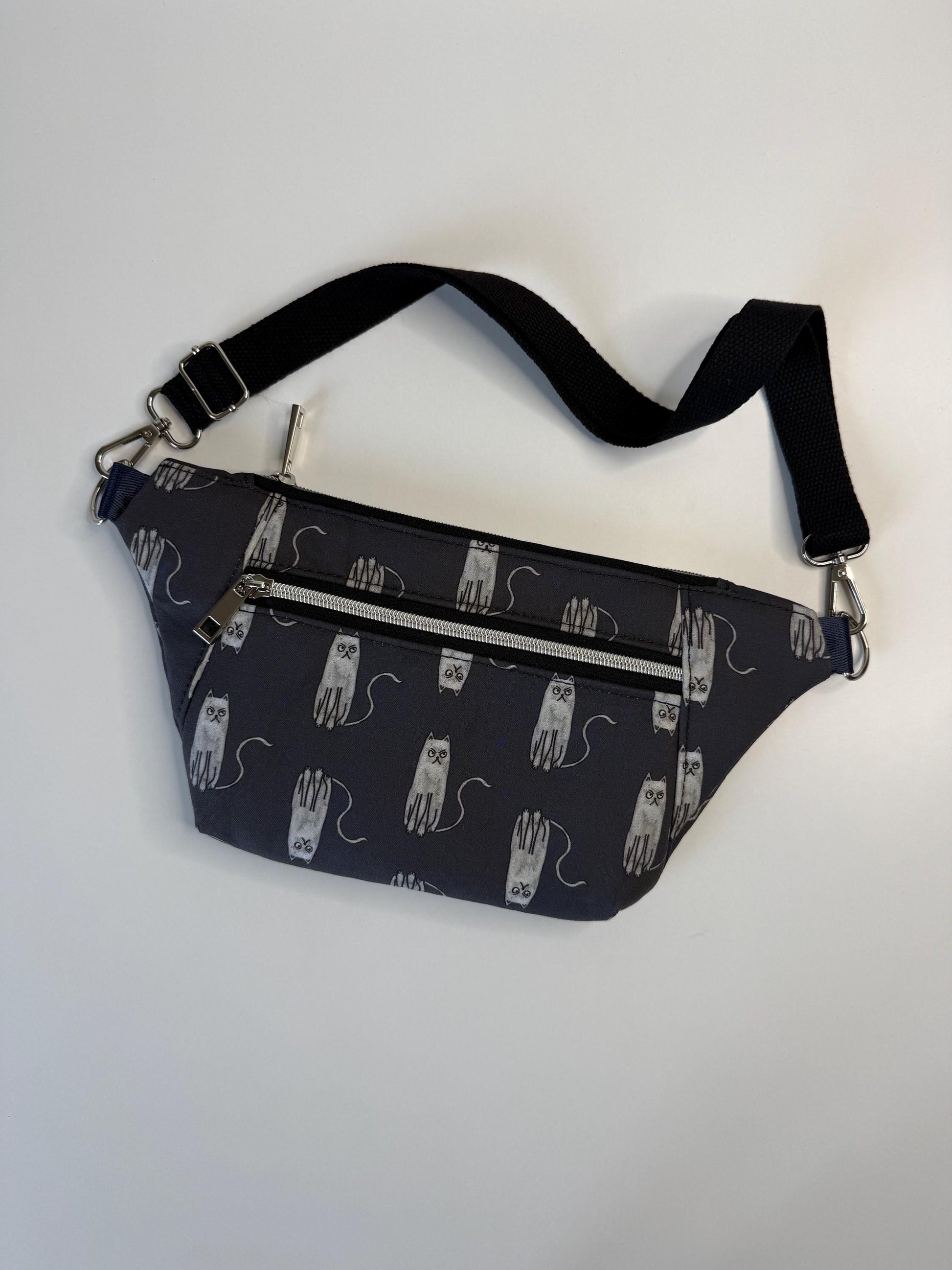 Grumpy Grey Cat Sling Bag Belt Bag