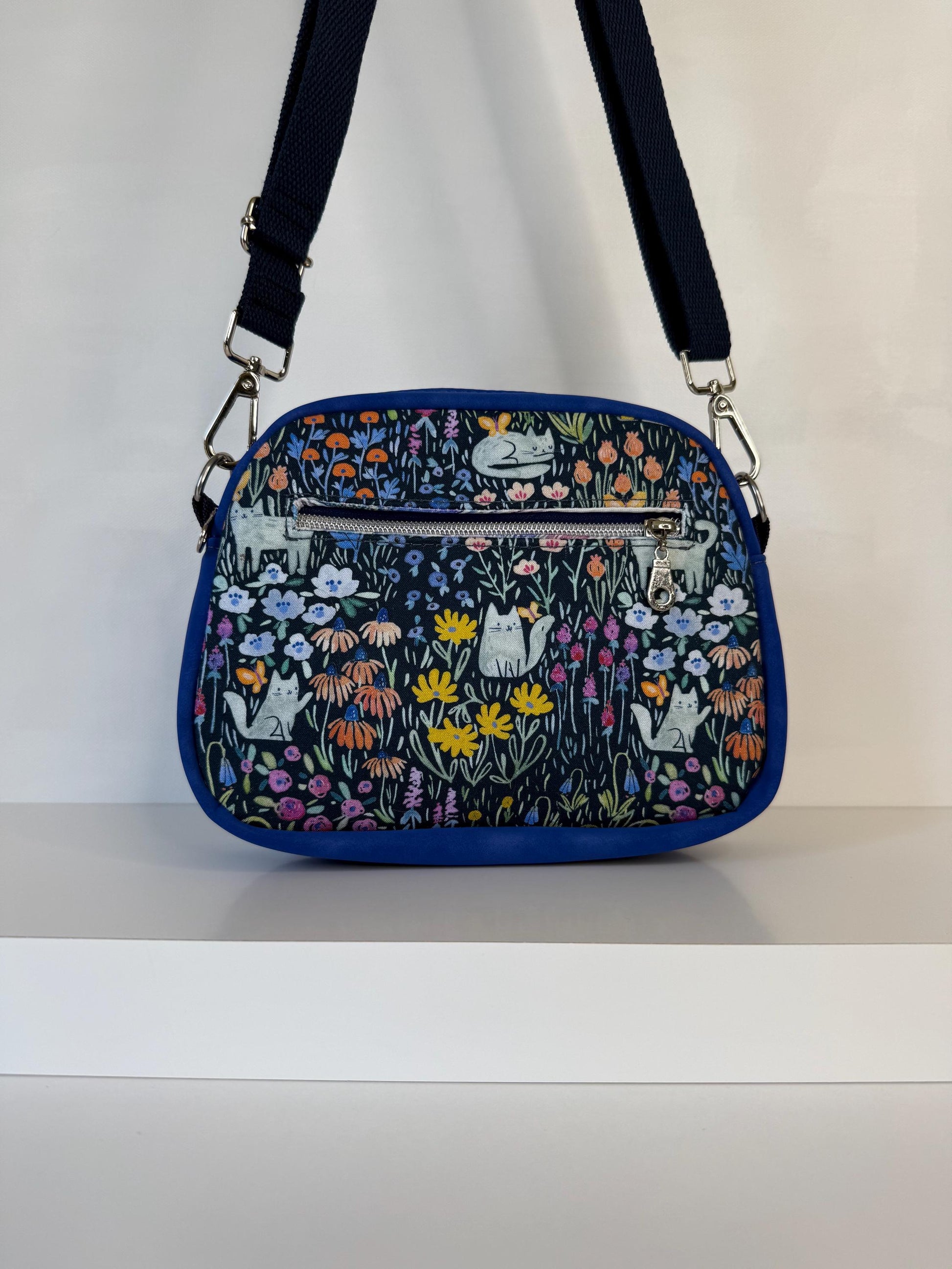 Cats in a Flower Field Itty Bitty Bowler Bag