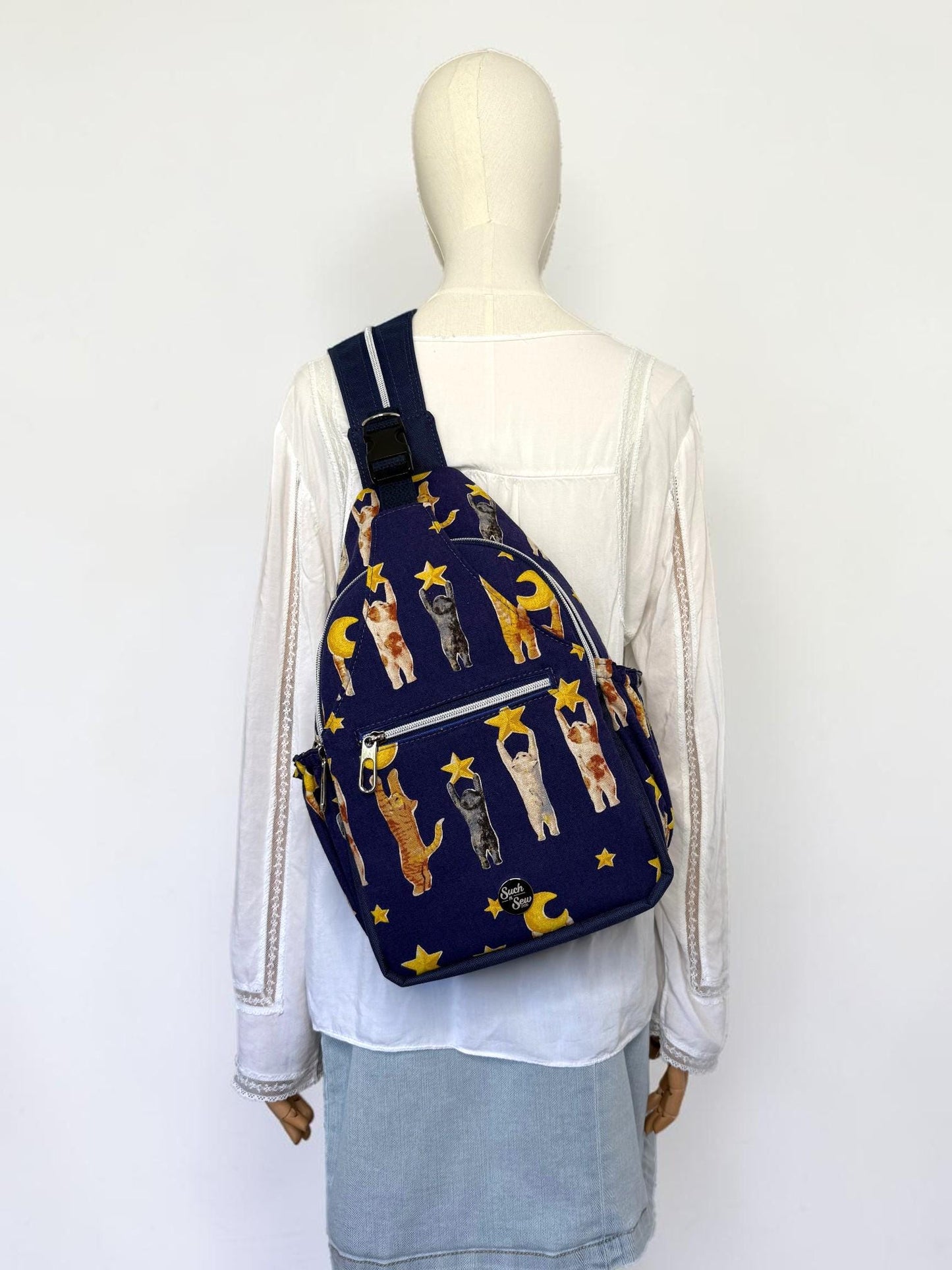 Cats Reaching for Stars Convertible Backpack Crossbody Sling