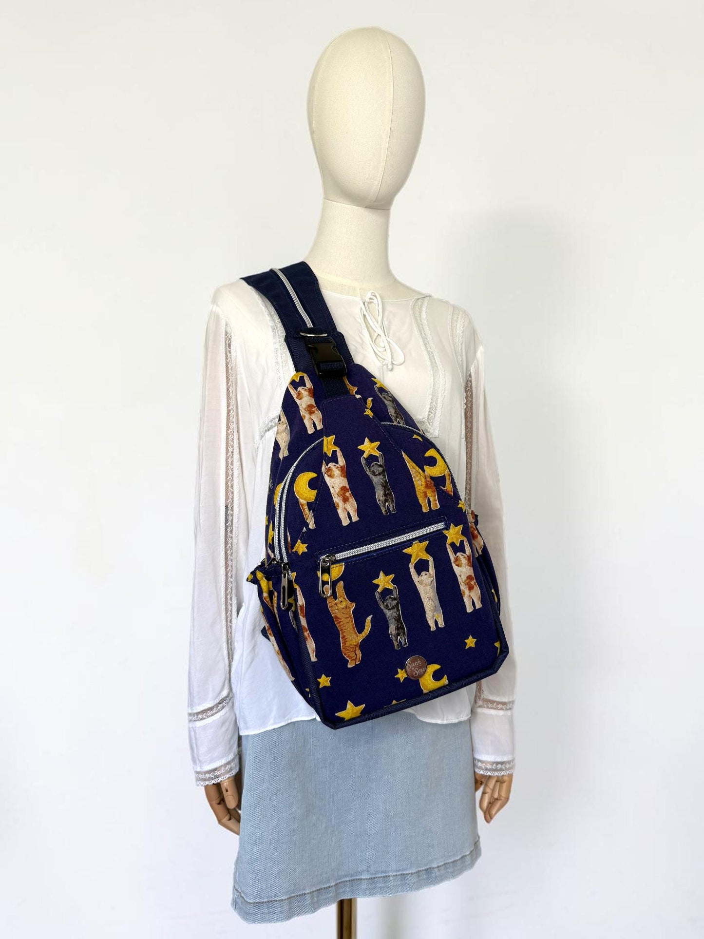 Cats Reaching for Stars Convertible Backpack Crossbody Sling