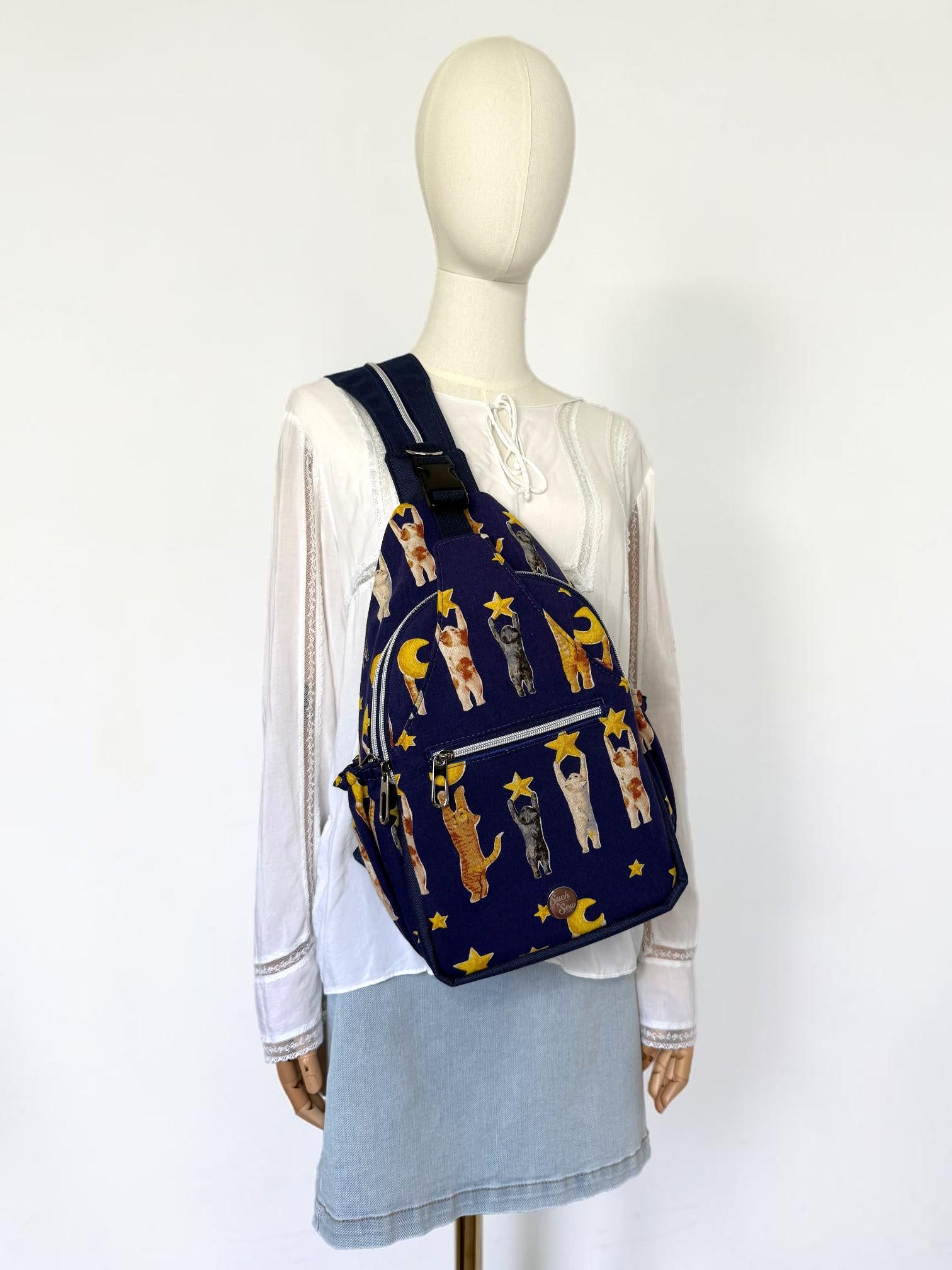 Cats Reaching for Stars Convertible Backpack Crossbody Sling