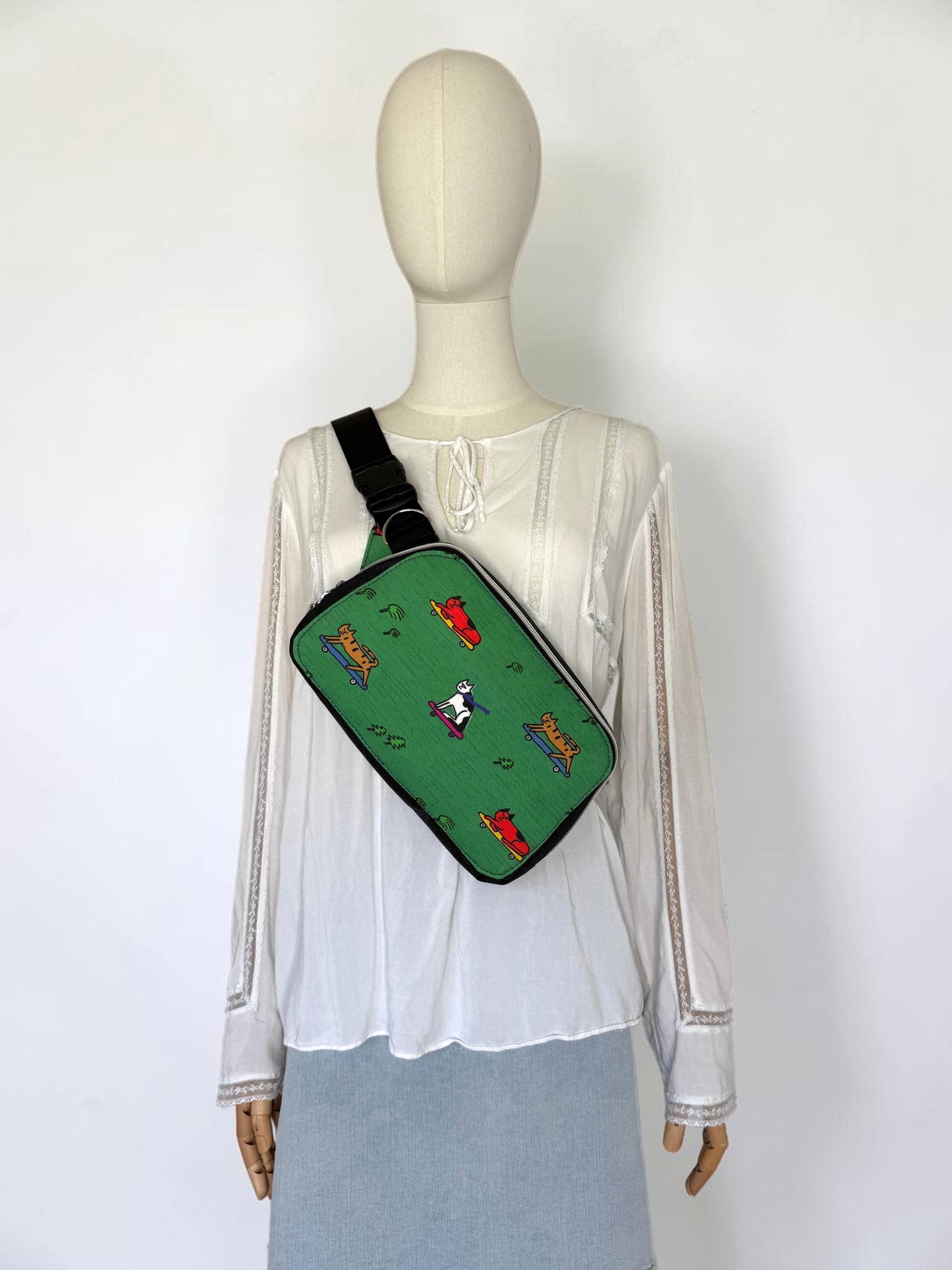 Cats Skateboarding Sling Bag Waist Fanny Pack