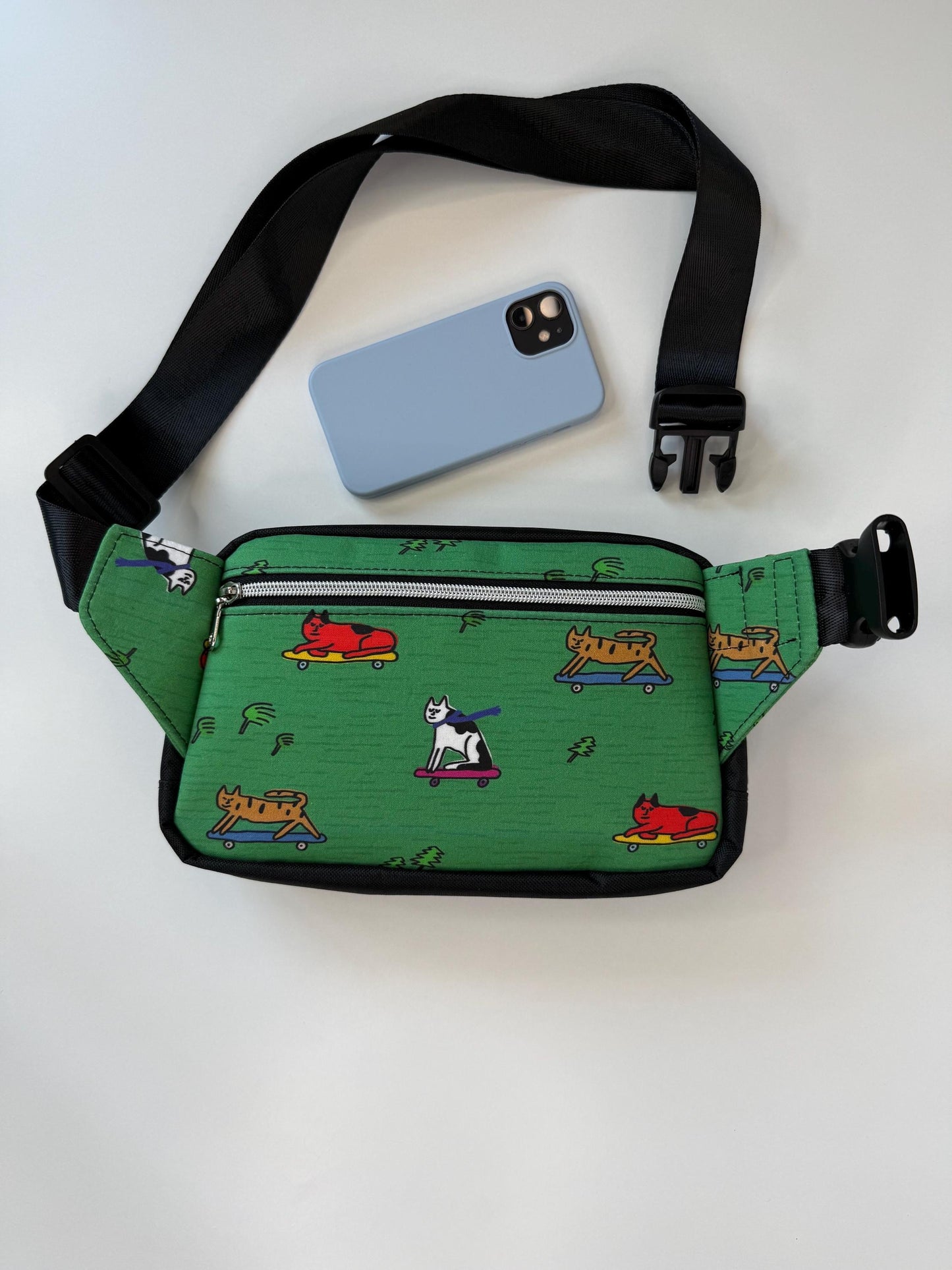 Cats Skateboarding Sling Bag Waist Fanny Pack