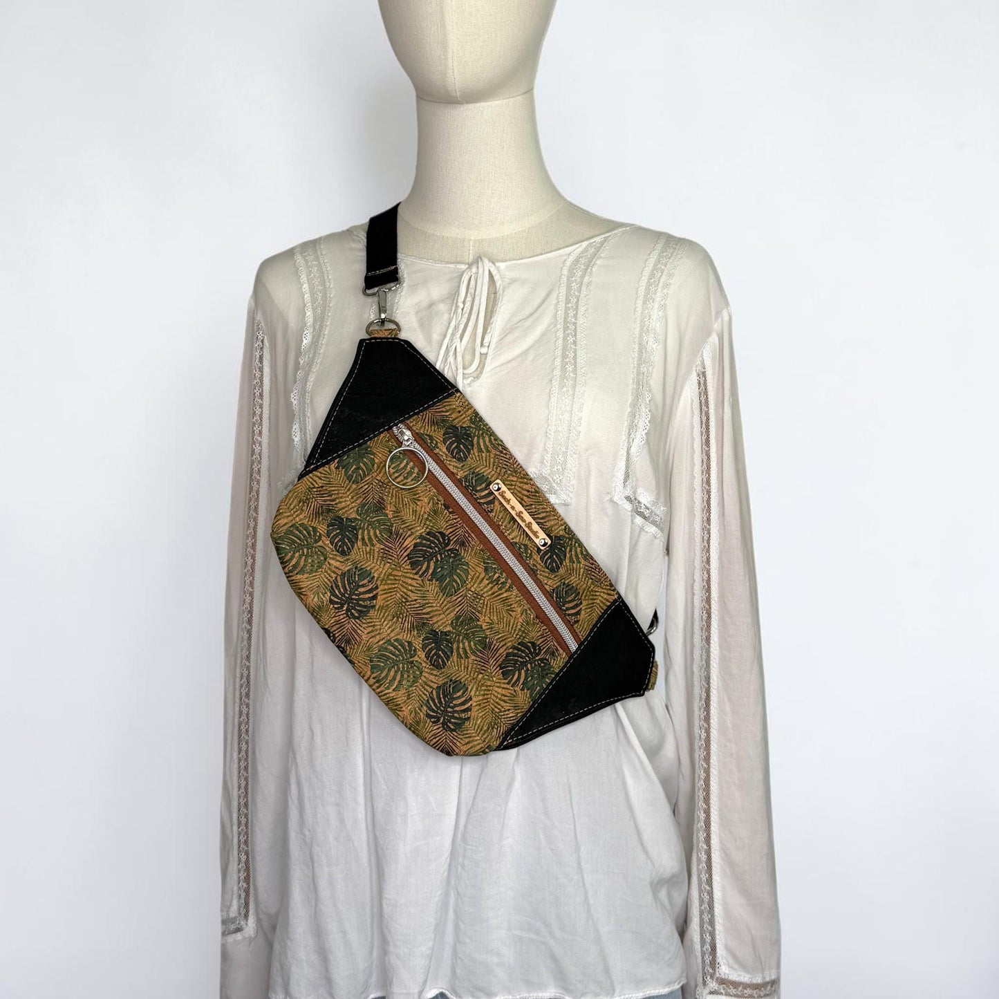 Monstera Cork Sling Bag Belt Bag