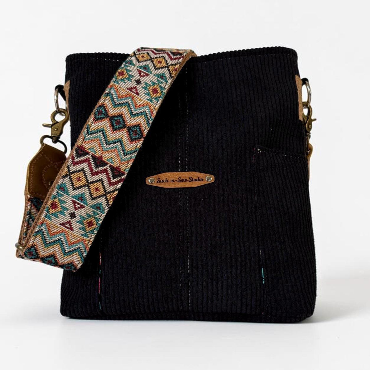 Black Corduroy Everyday Compass Bag