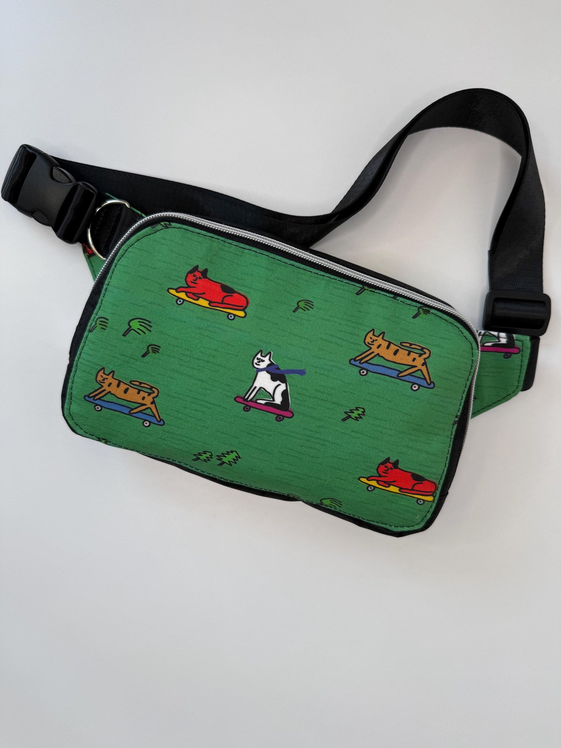 Cats Skateboarding Sling Bag Waist Fanny Pack