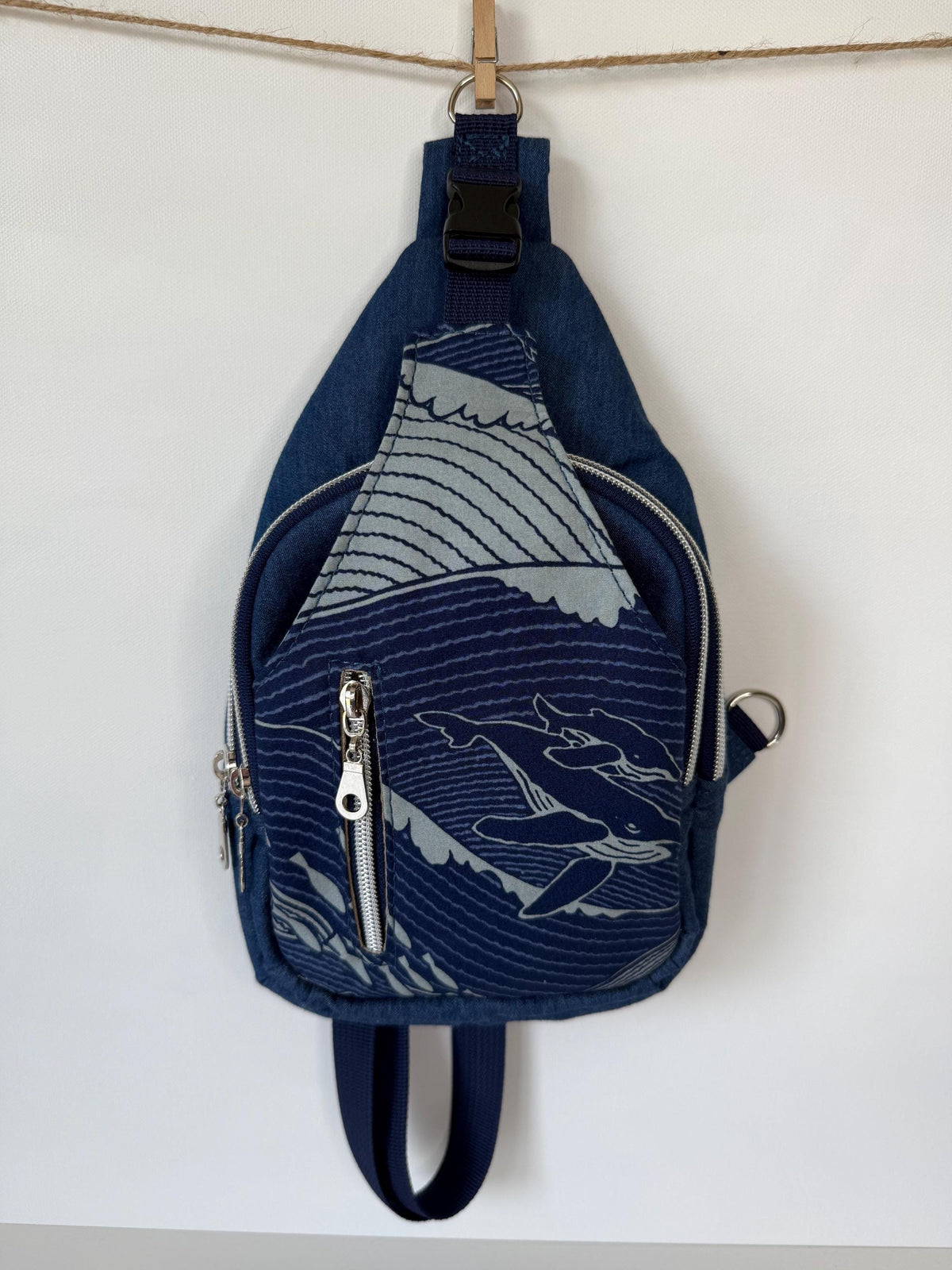 Denim Whales Sling Bag – Mini Crossbody Bag