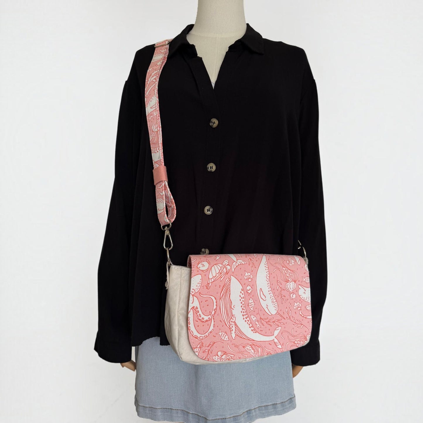Upcycled Sailcloth Sea Creature Saddlebag Crossbody