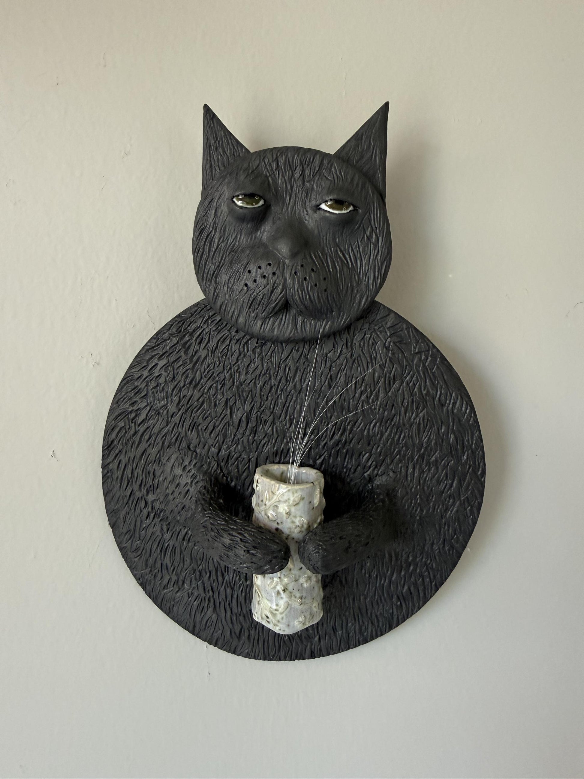 Ceramic Cat Whisker Holder Wall Art Piece