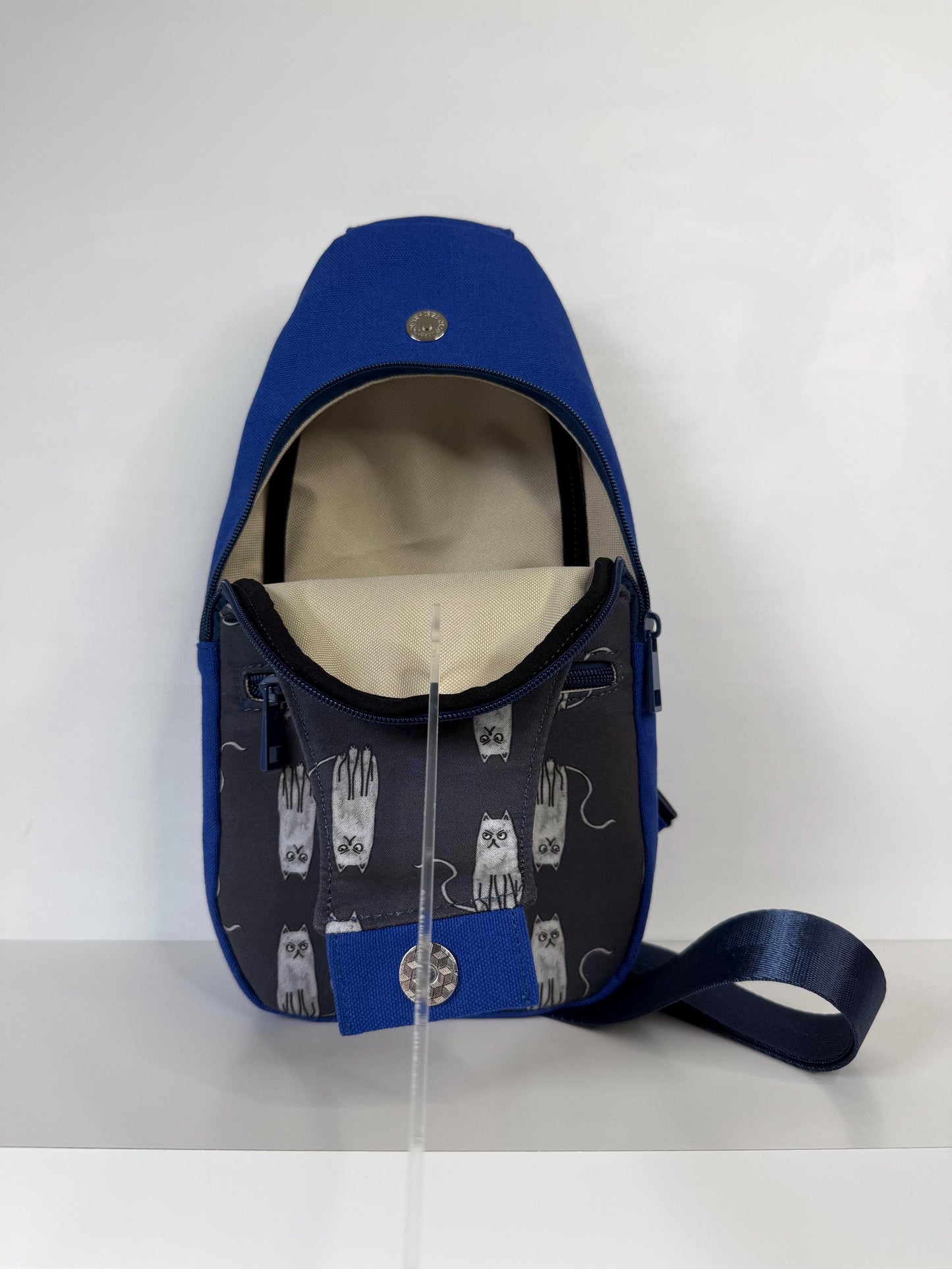 Grouchy Grey Cat Retro Sling Bag