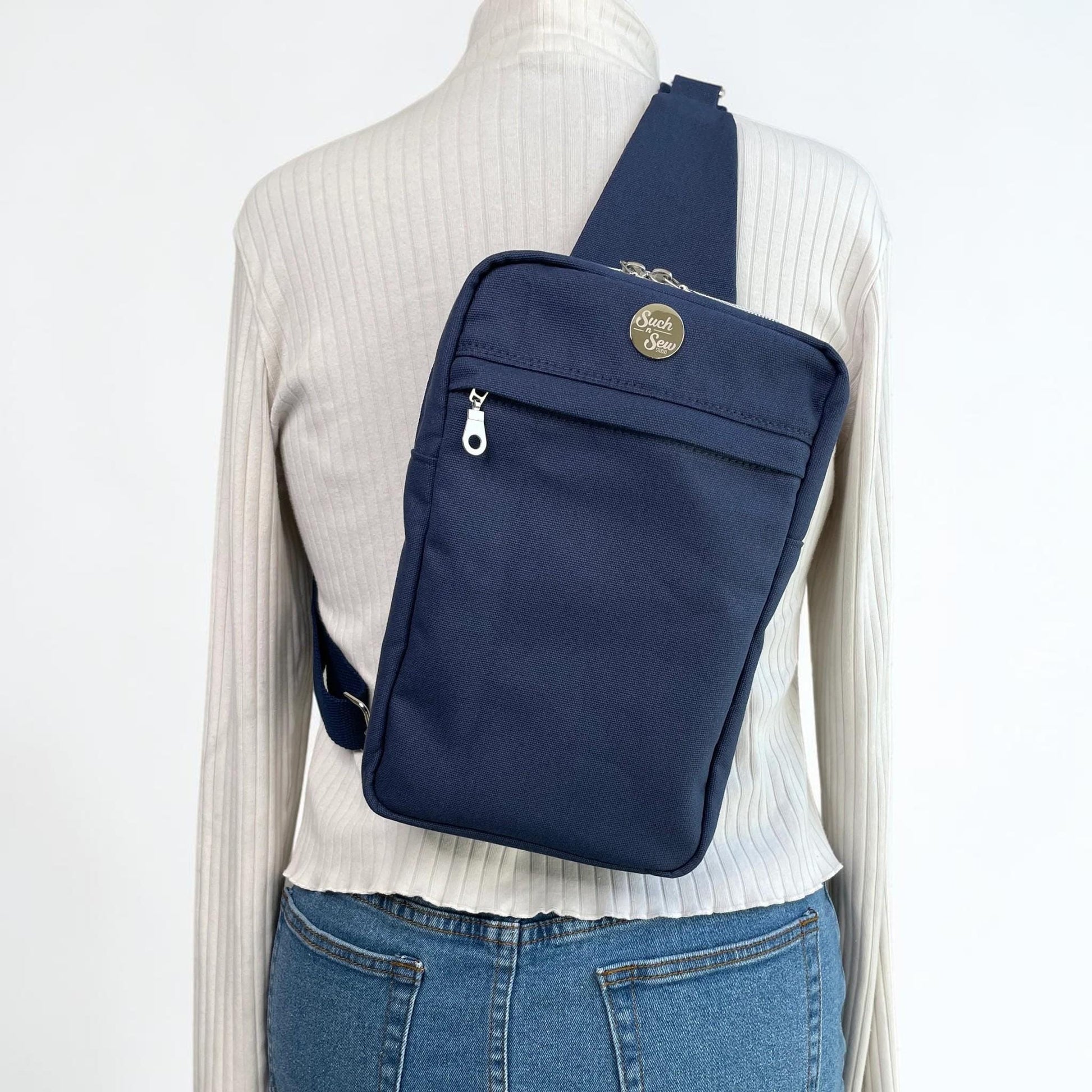 Handmade Blue Canvas Sling Bag