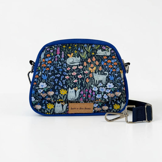 Cats in a Flower Field Itty Bitty Bowler Bag