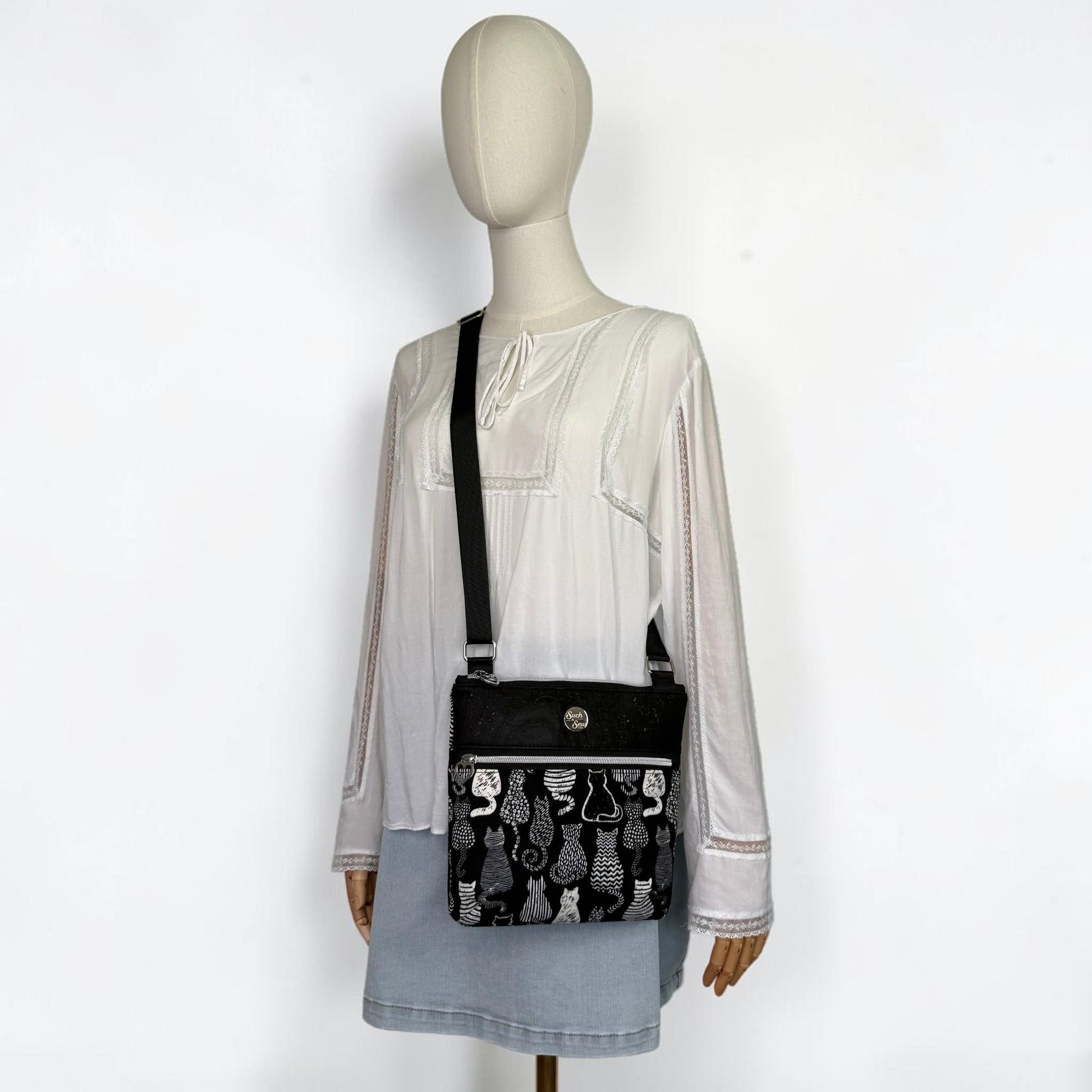 Illustrated Cats Crossbody Bag