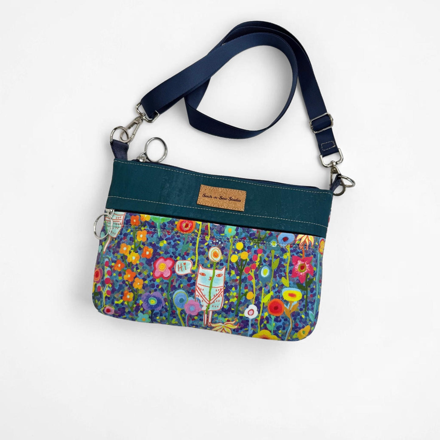 Bashful Cat in a Flower Field Crossbody