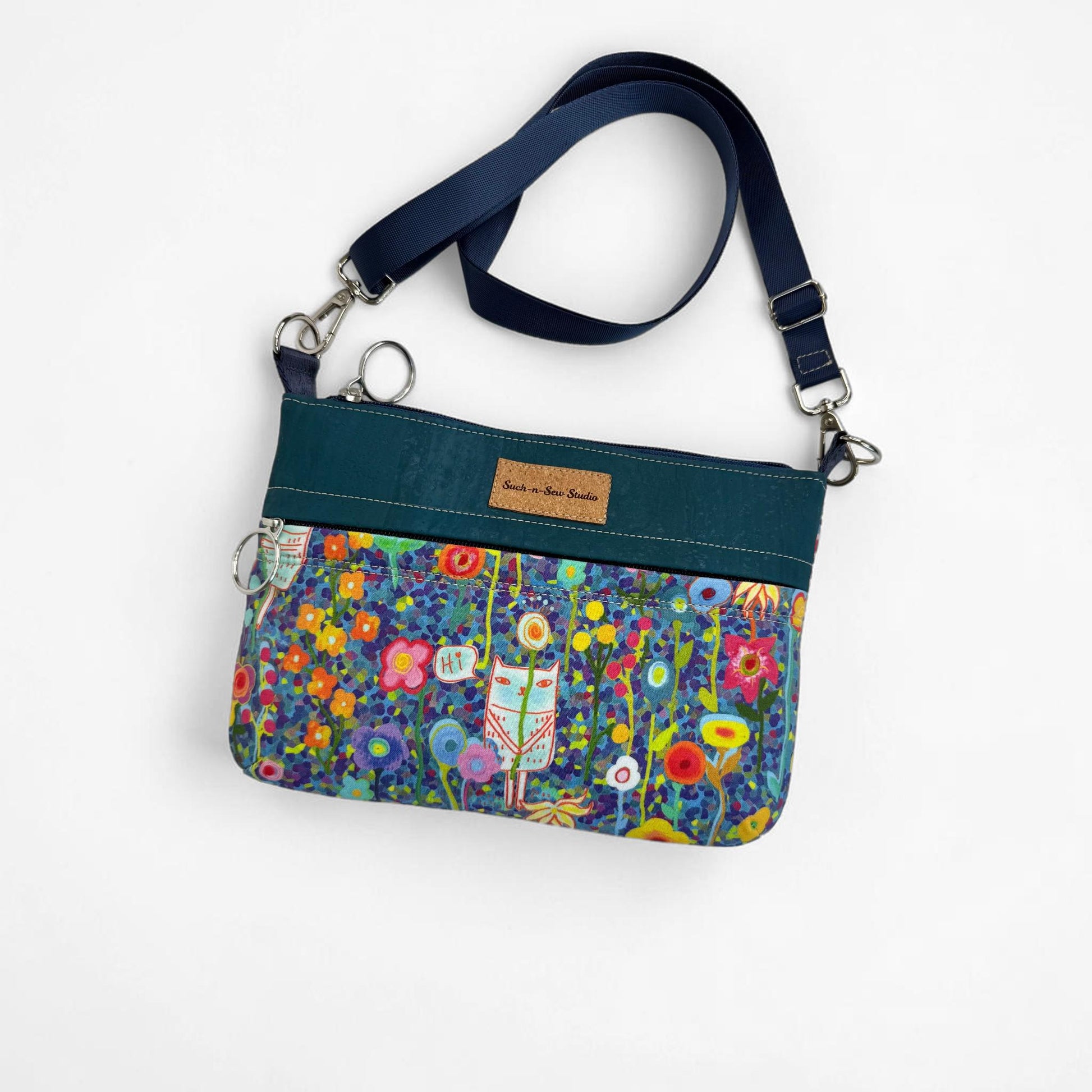 Bashful Cat in a Flower Field Crossbody