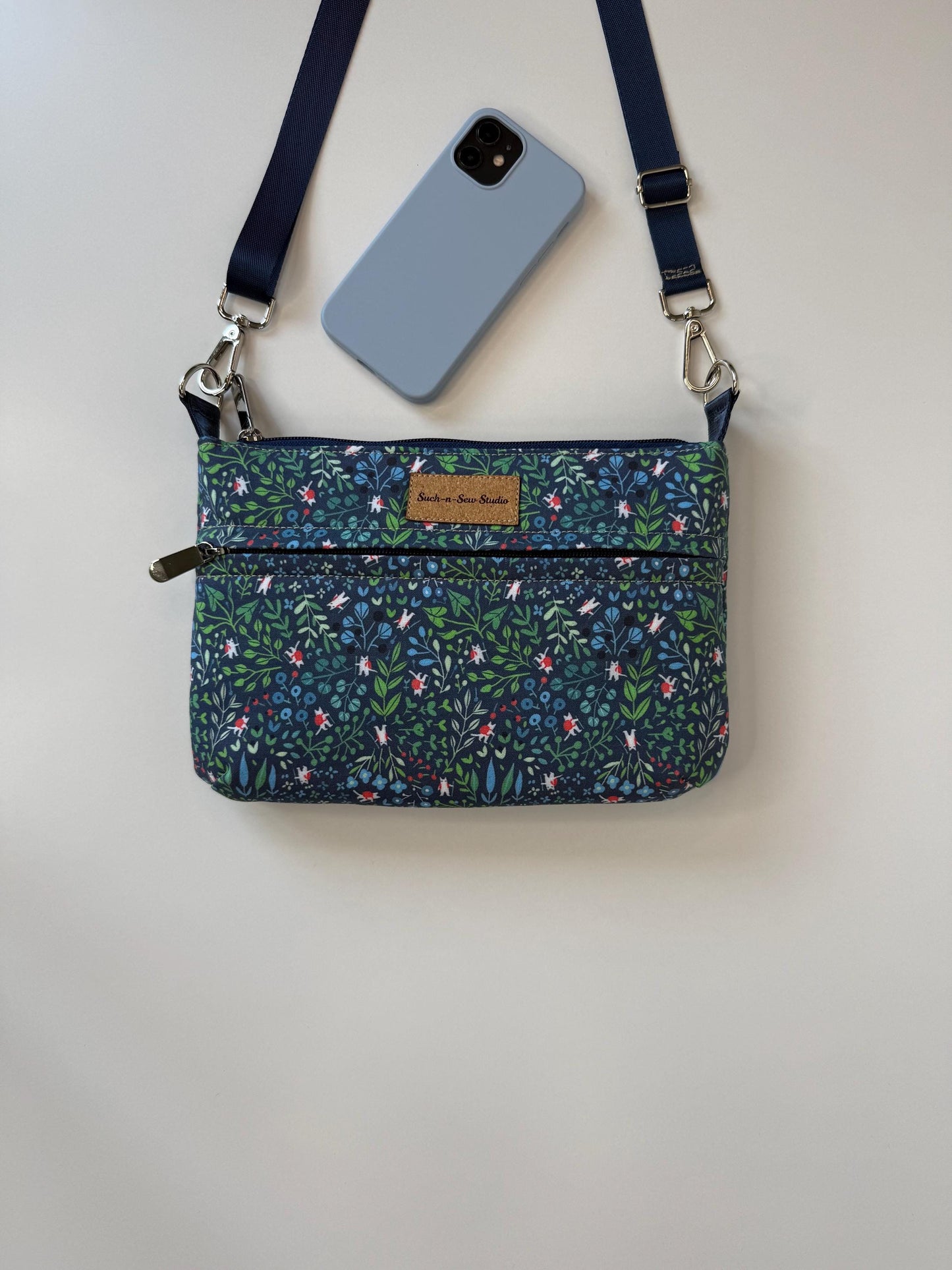 Tiny Cat Wearing Tiny Backpack in a Flower Field Crossbody