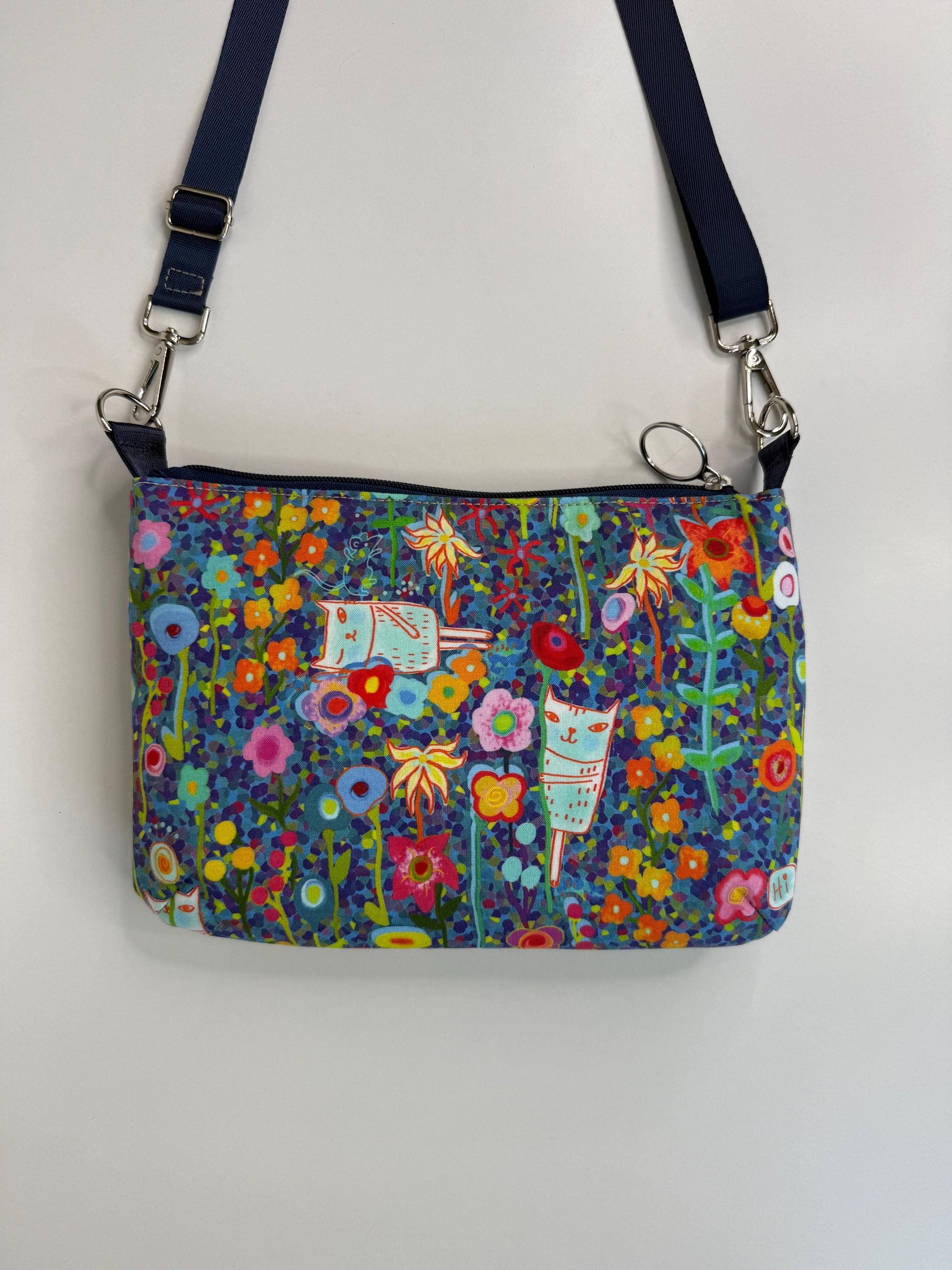 Bashful Cat in a Flower Field Crossbody