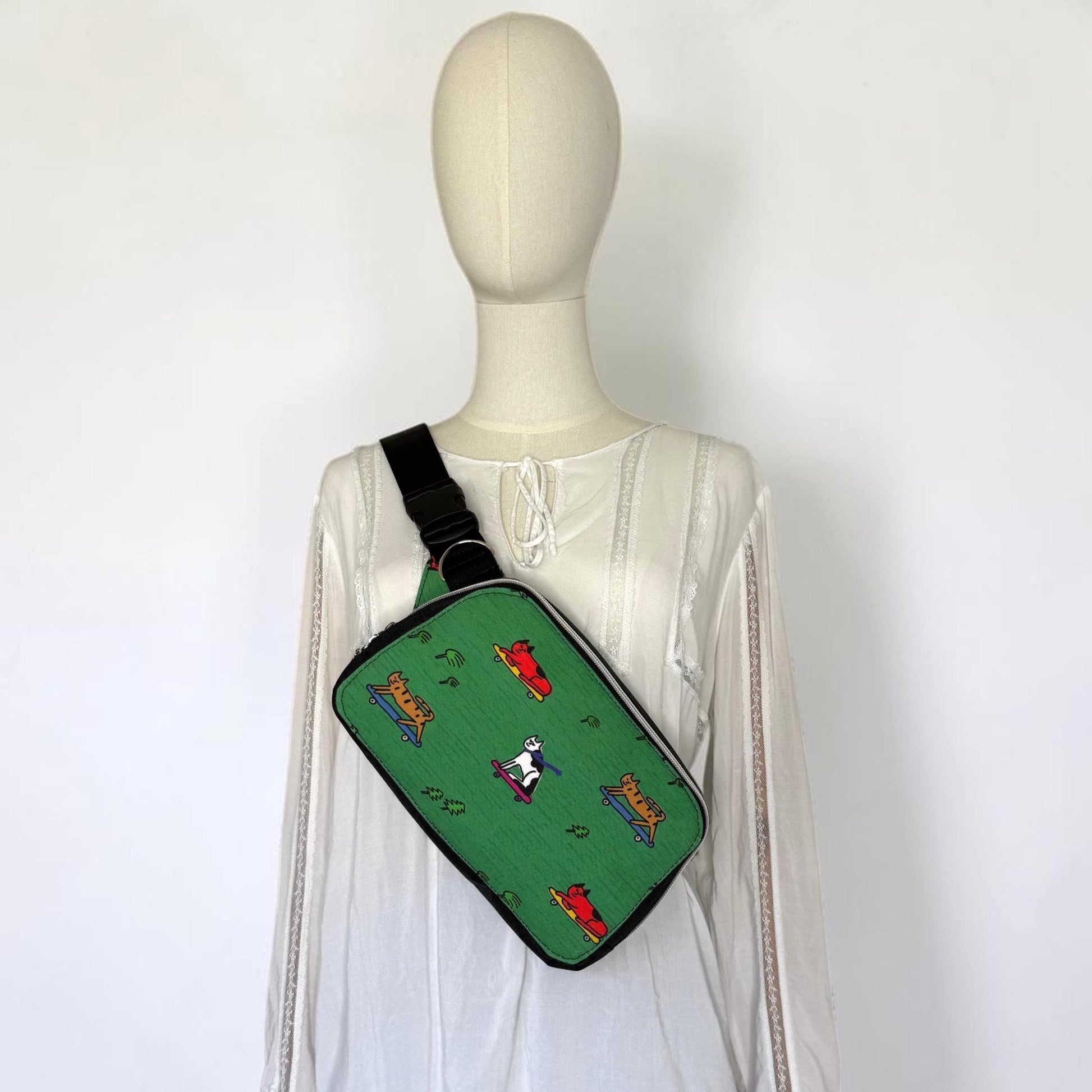 Cats Skateboarding Sling Bag Waist Fanny Pack