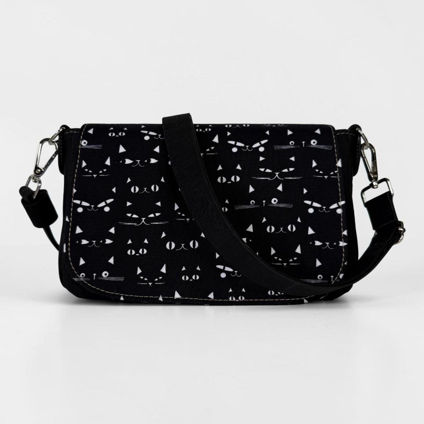 Sneaky Cats and Cork Saddlebag Crossbody Bag Purse