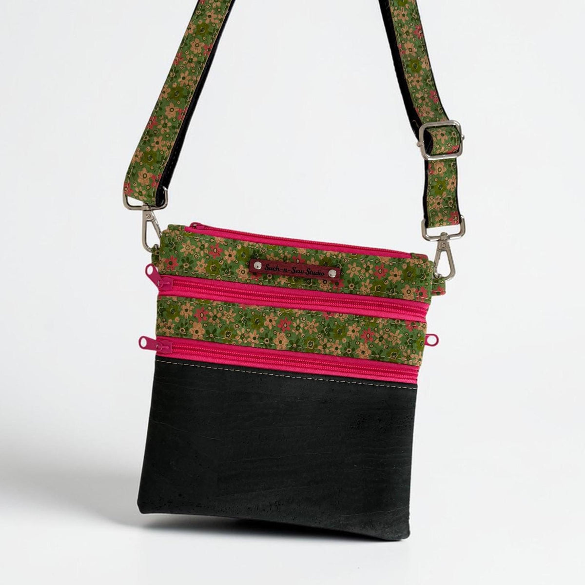 Zippy Floral Cork Crossbody Bag