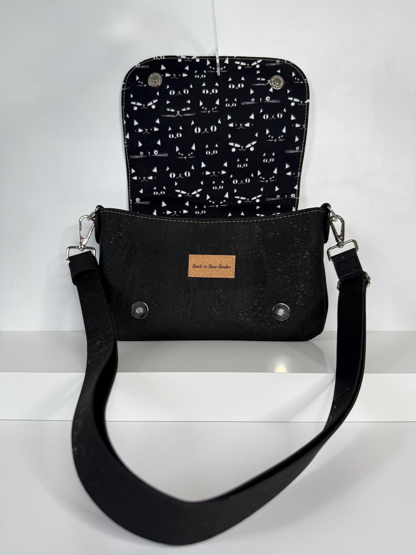 Sneaky Cats and Cork Saddlebag Crossbody Bag Purse