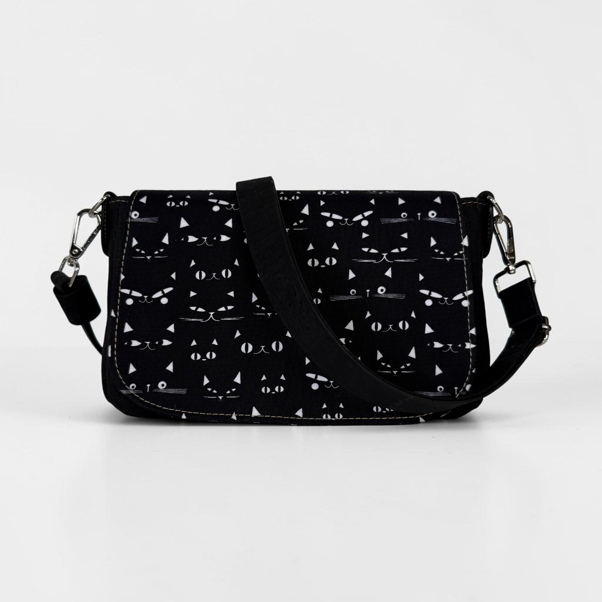 Sneaky Cats and Cork Saddlebag Crossbody Bag Purse