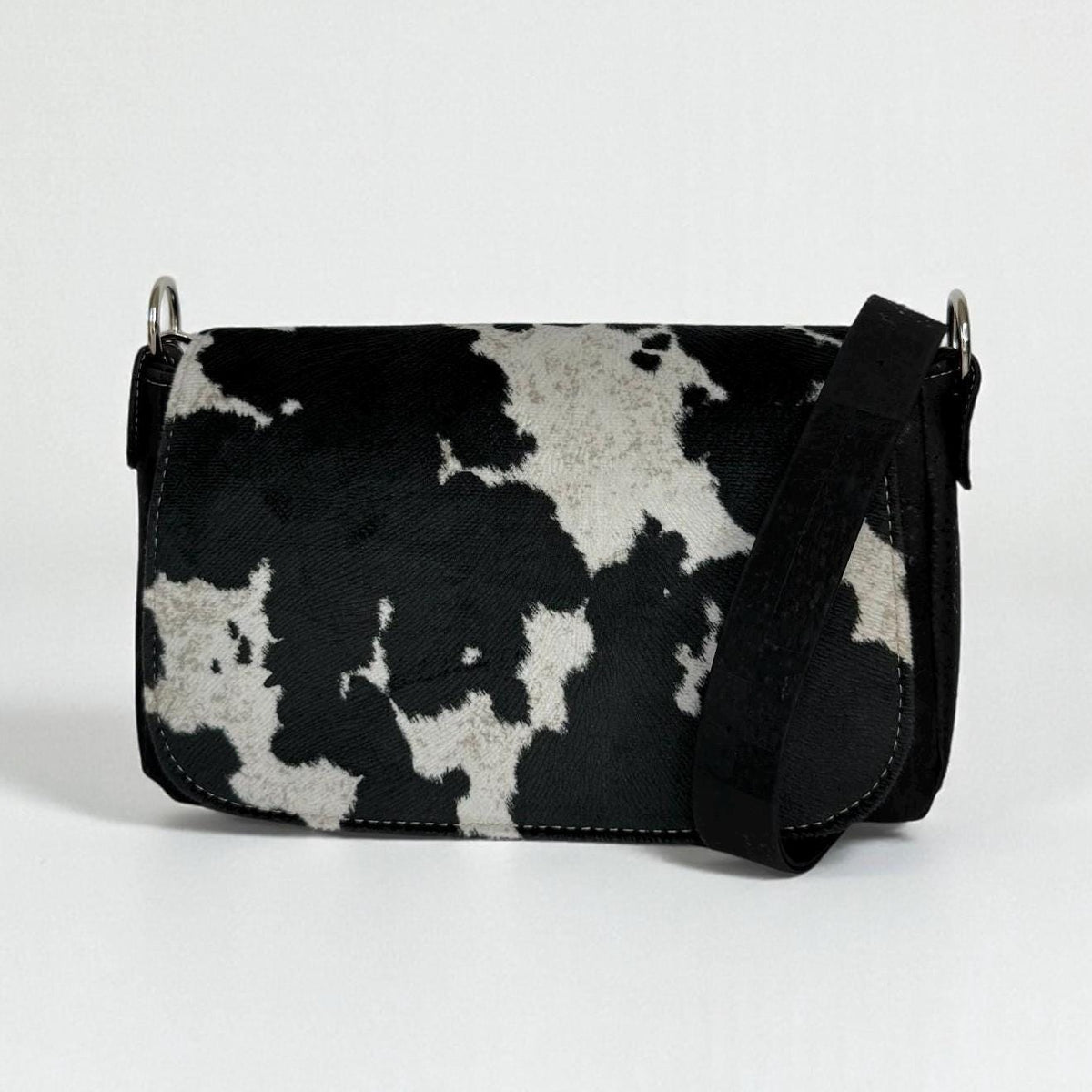 Faux Cowhide and Cork Saddlebag Crossbody