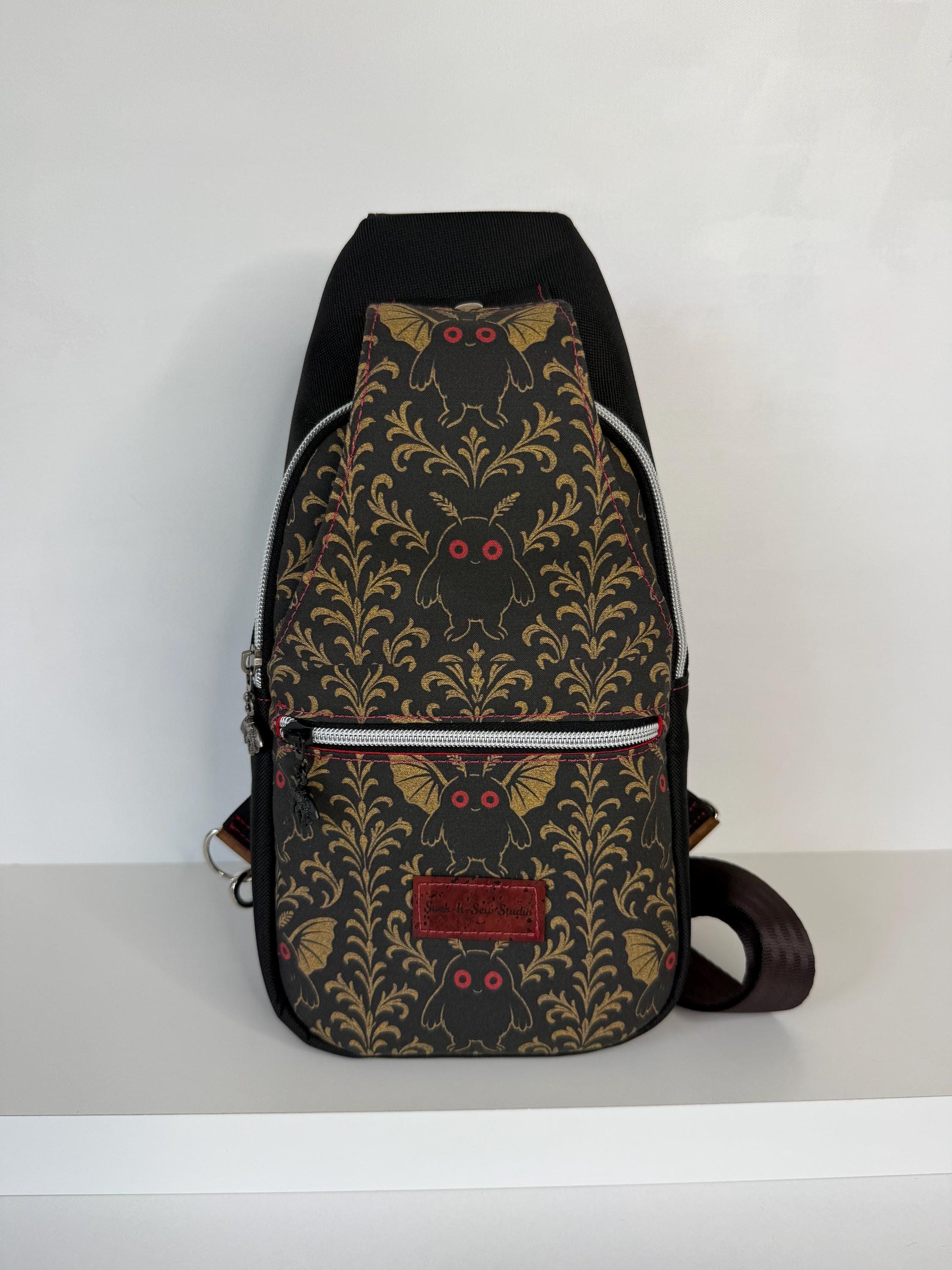 Mothman Damask Sling Bag Crossbody Retro Style