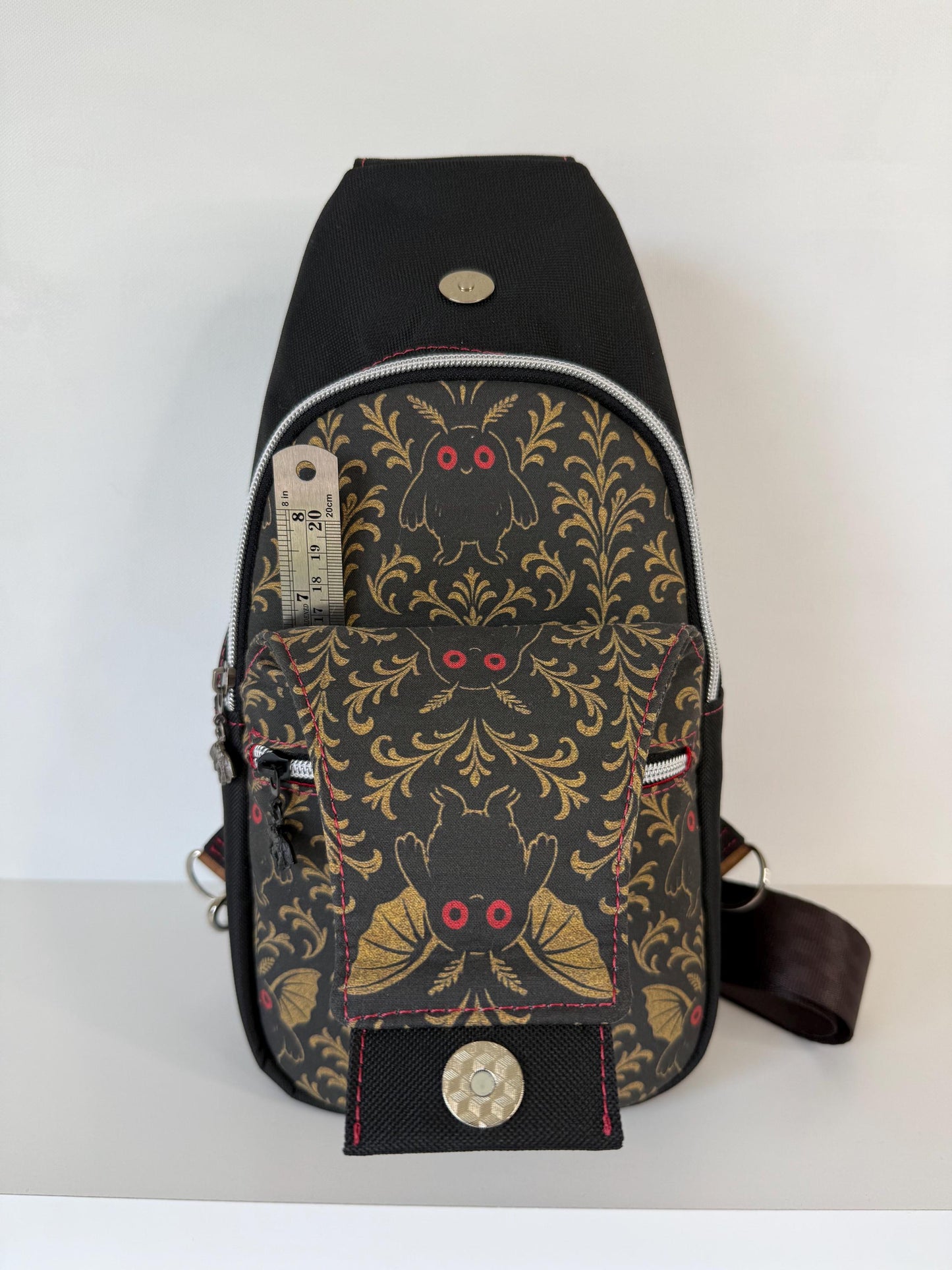 Mothman Damask Sling Bag Crossbody Retro Style