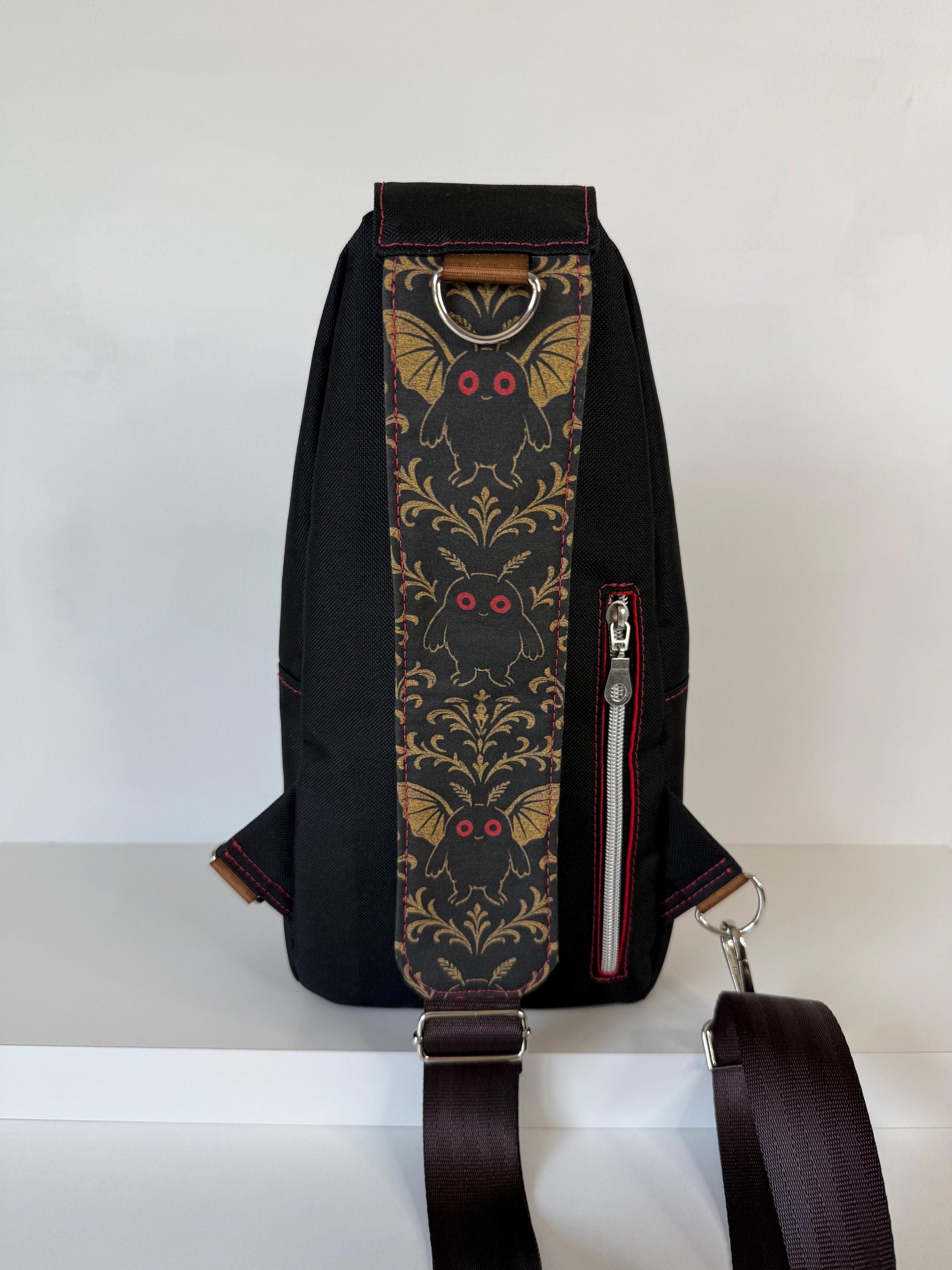 Mothman Damask Sling Bag Crossbody Retro Style