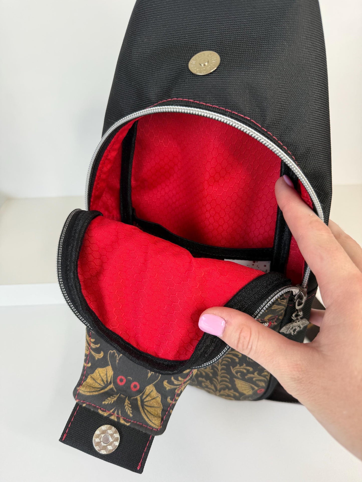 Mothman Damask Sling Bag Crossbody Retro Style