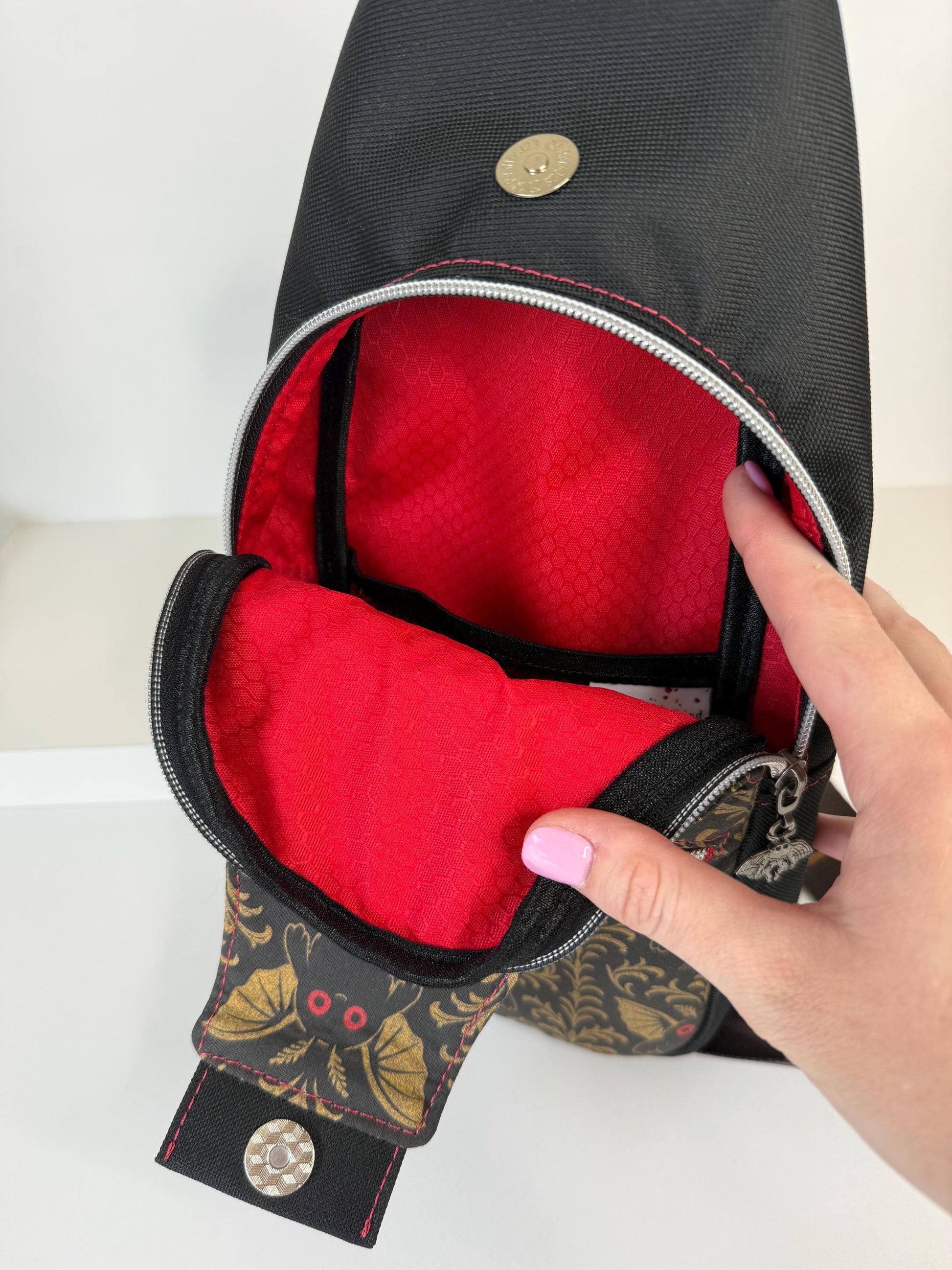 Mothman Damask Sling Bag Crossbody Retro Style