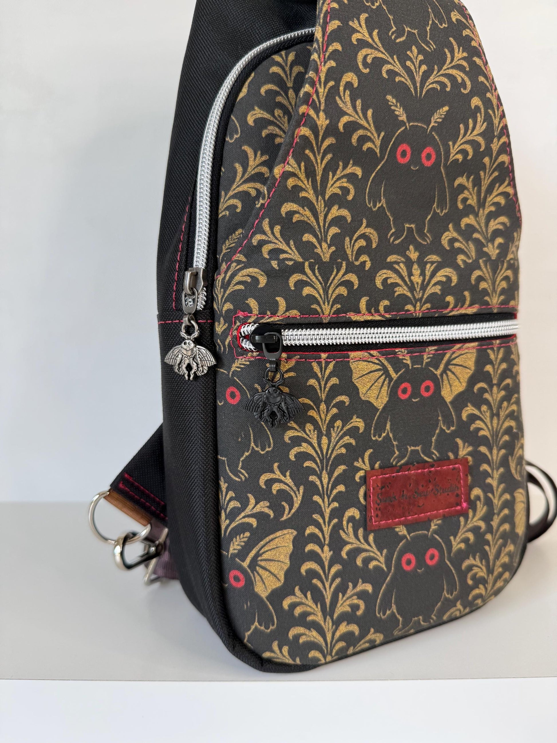 Mothman Damask Sling Bag Crossbody Retro Style