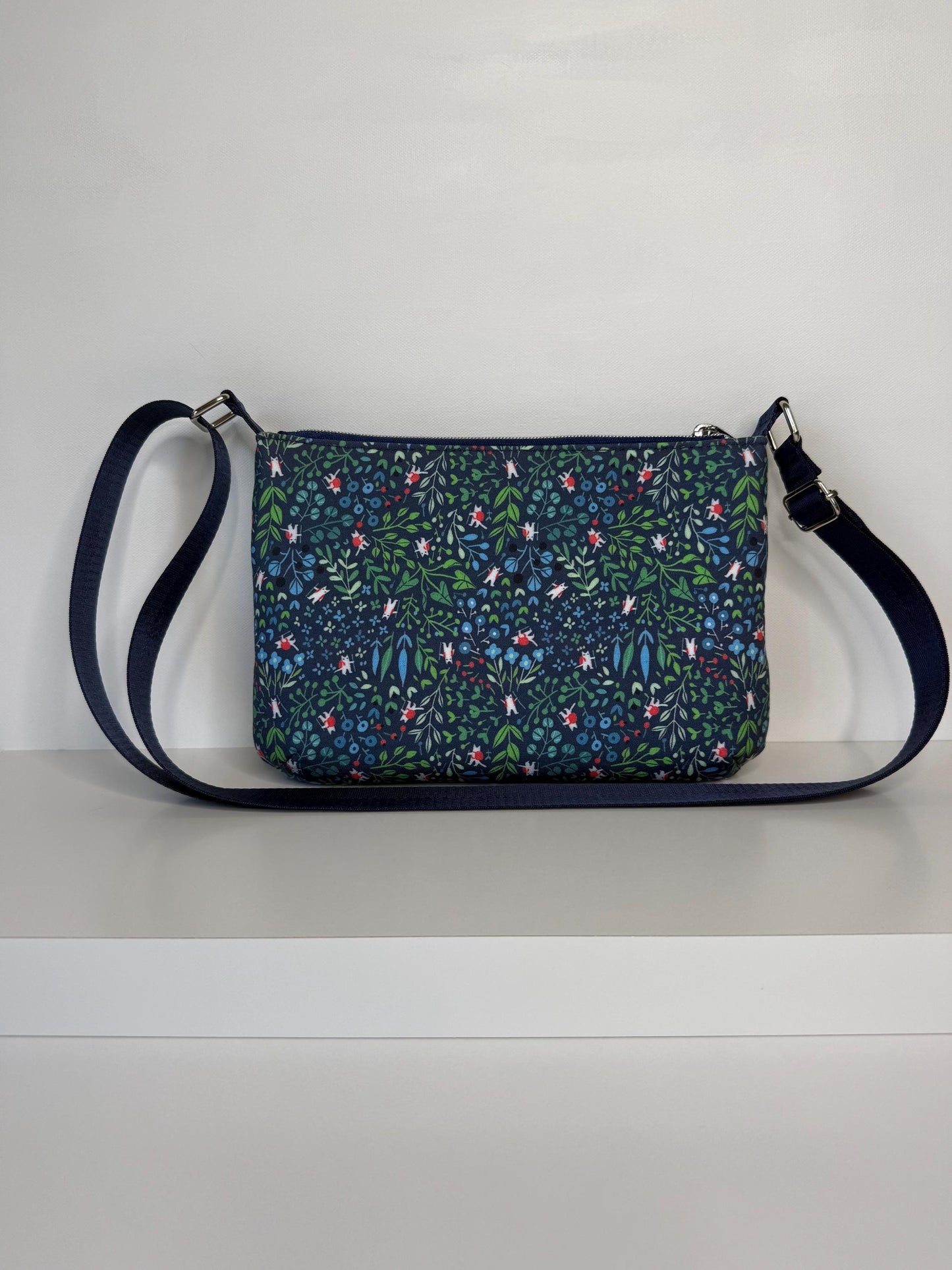 Tiny Cat Wearing Tiny Backpack in a Flower Field Crossbody