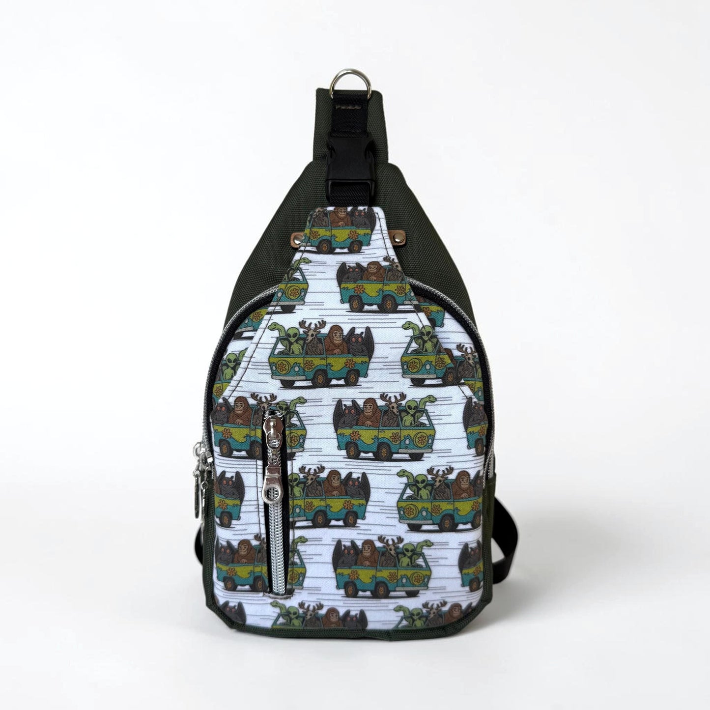 Cryptids in Mystery Machine Sling Bag that's Surprisingly Spacious