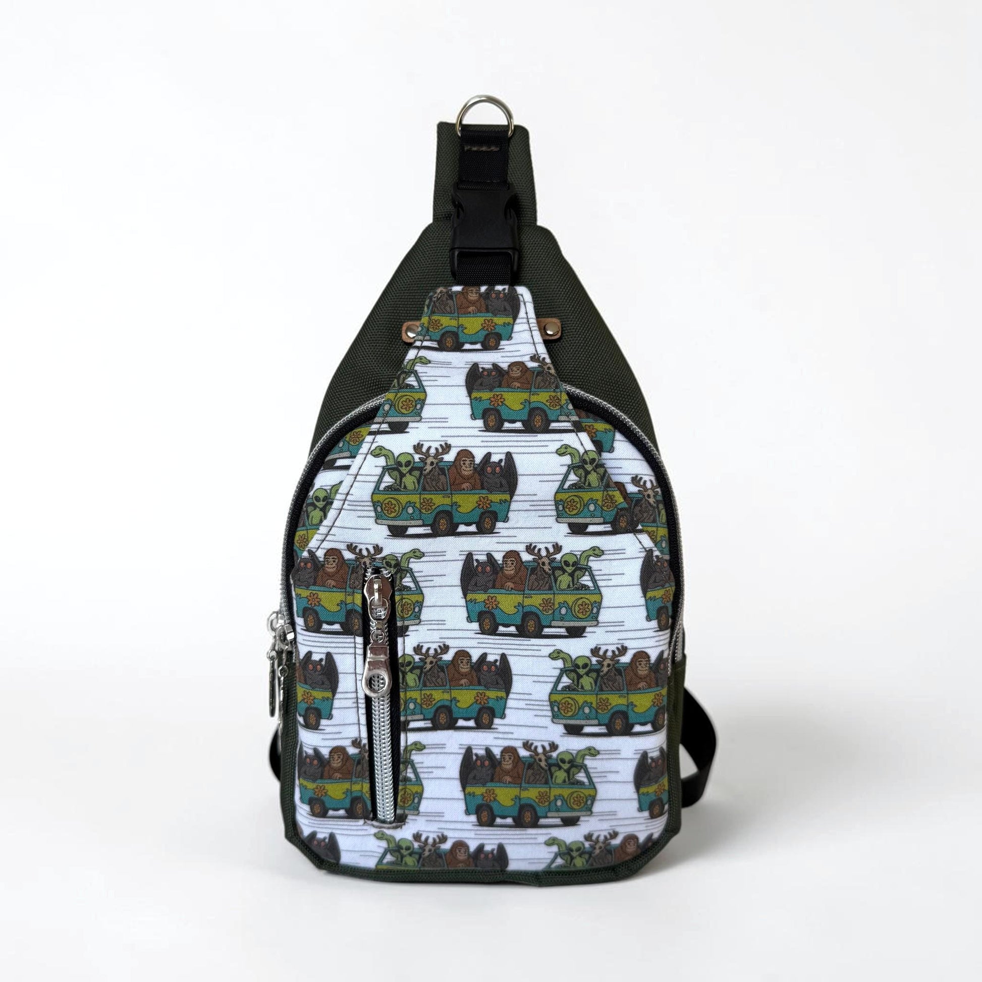 Cryptids in Mystery Machine Sling Bag that's Surprisingly Spacious