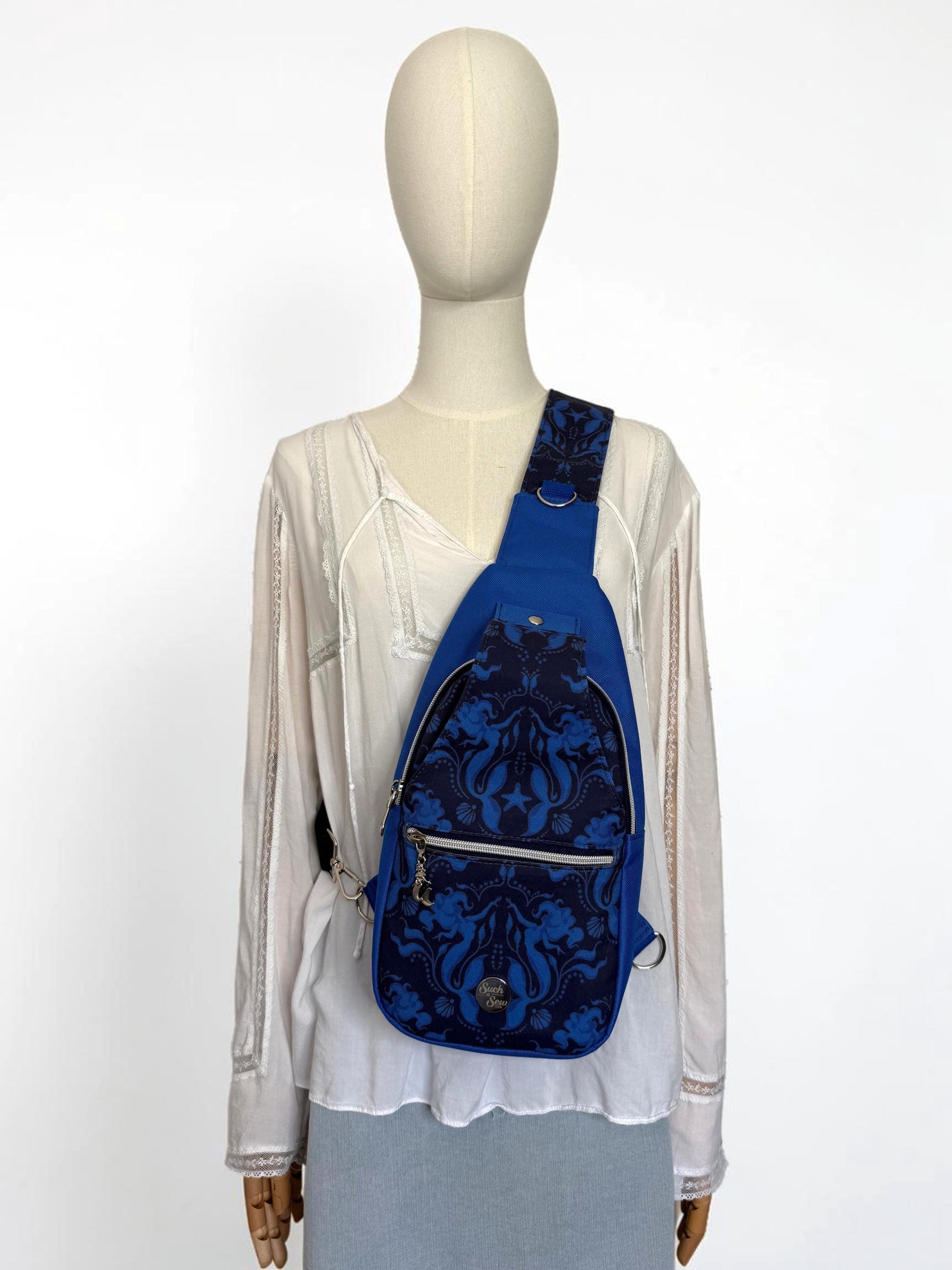 Mermaid Damask Sling Bag Crossbody Retro Style