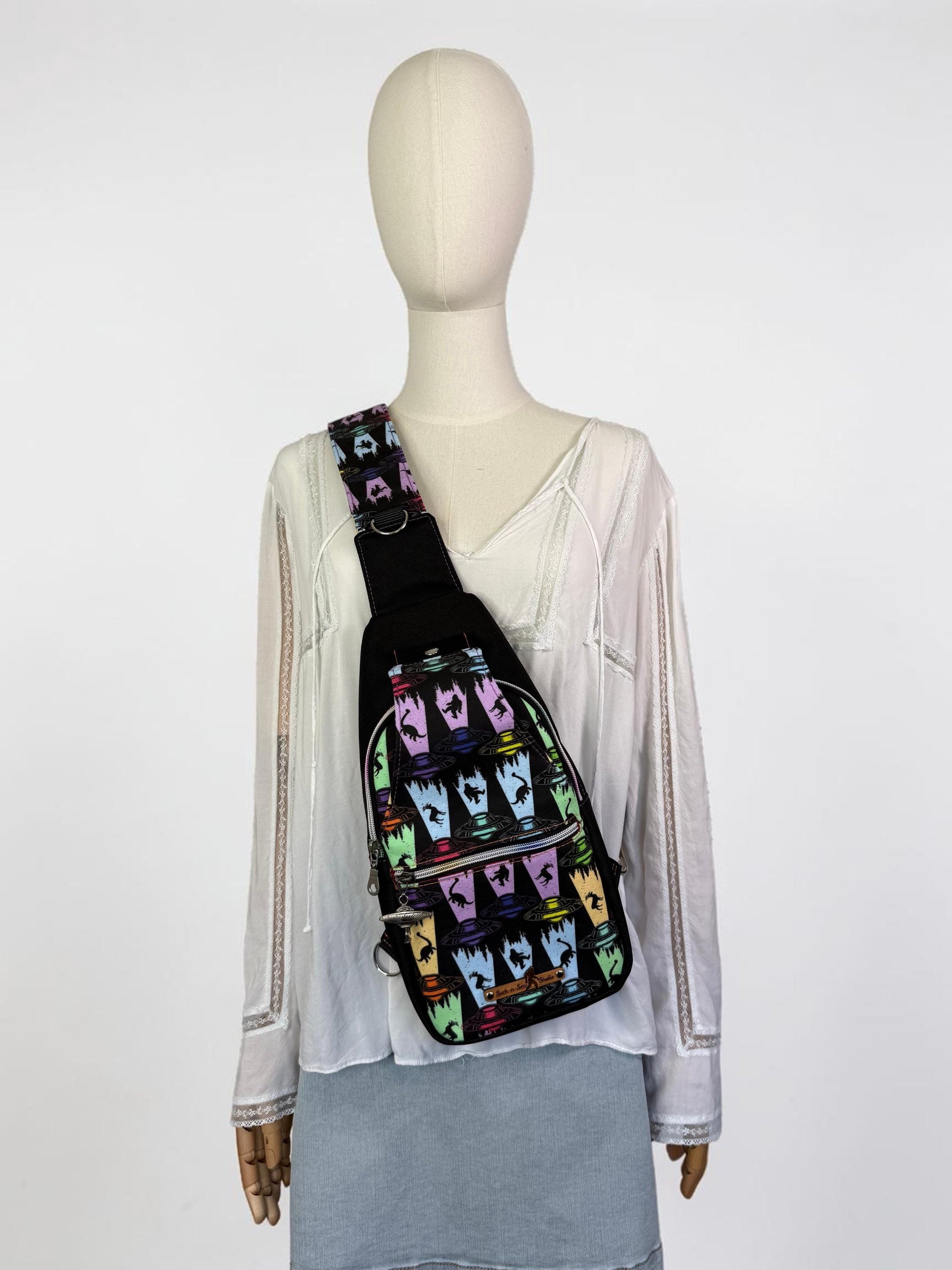 Cryptid Abduction Sling Bag Crossbody Retro Style