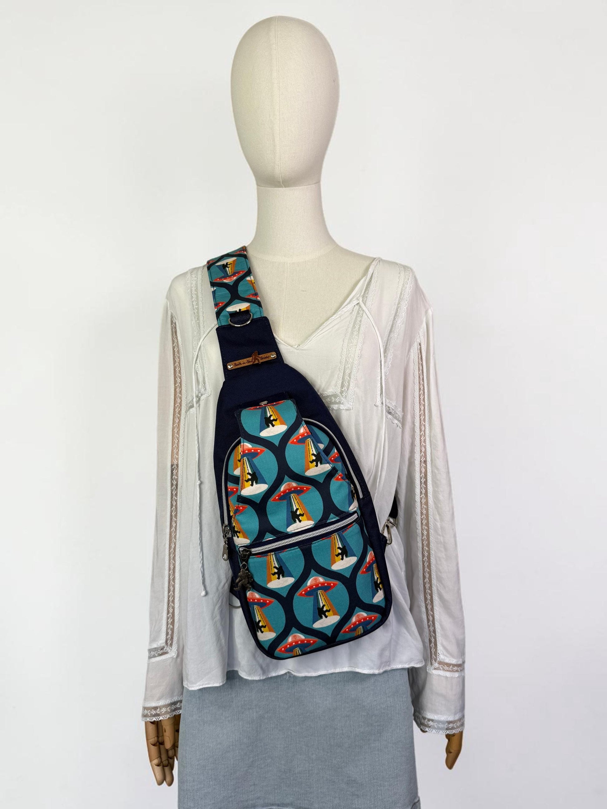 Bigfoot Abduction Sling Bag Crossbody Retro Style