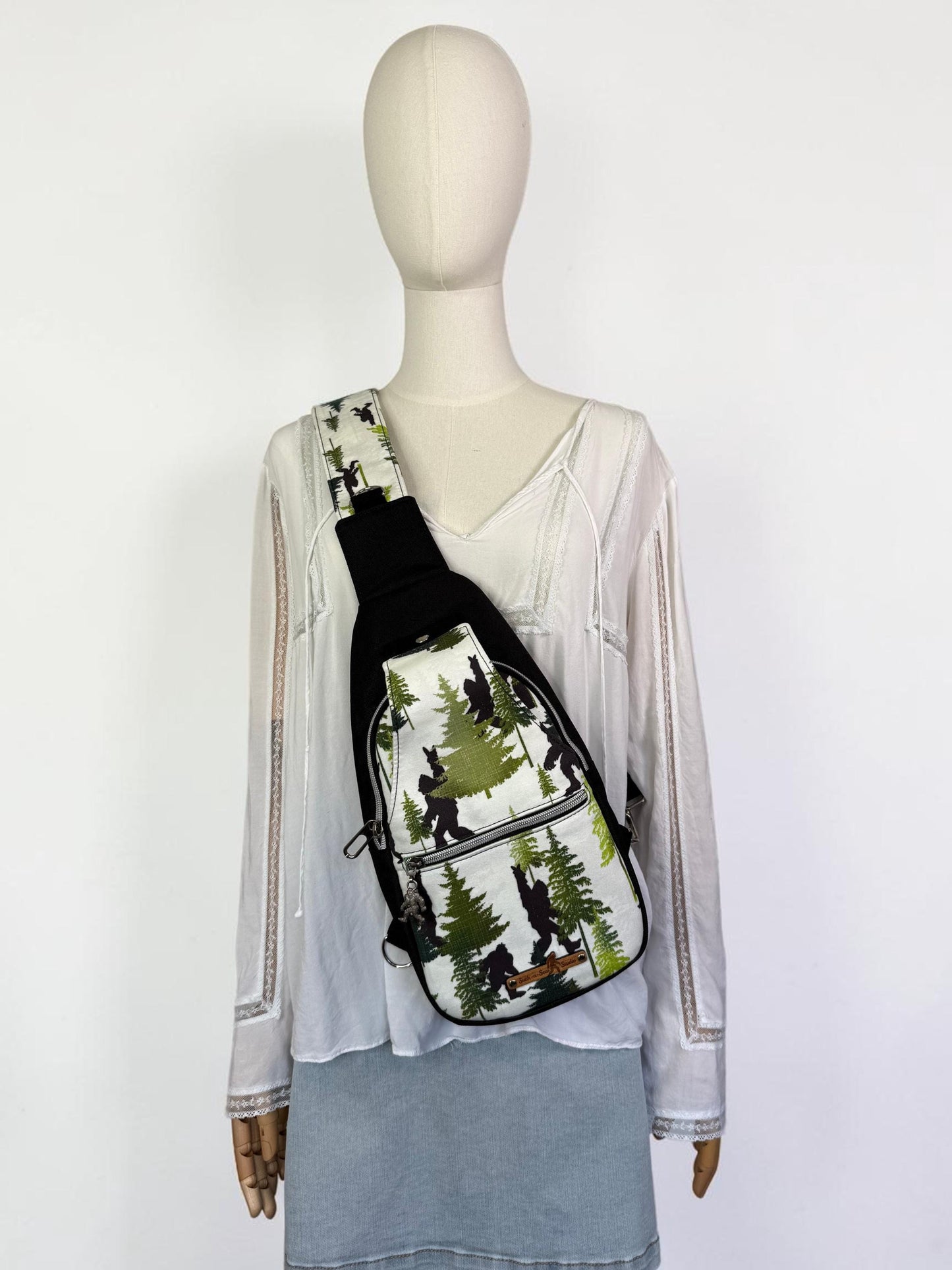 Peace Out Bigfoot Sling Bag Crossbody Retro Style