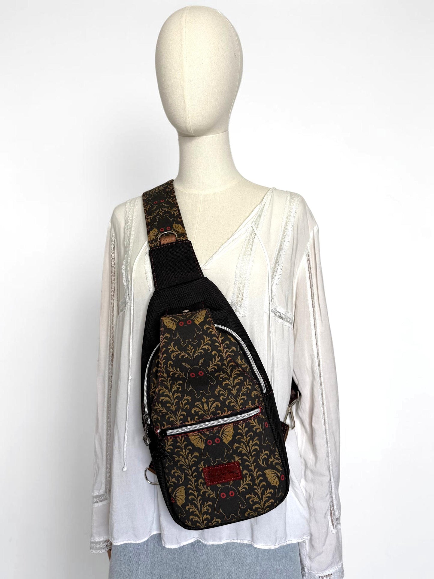 Mothman Damask Sling Bag Crossbody Retro Style