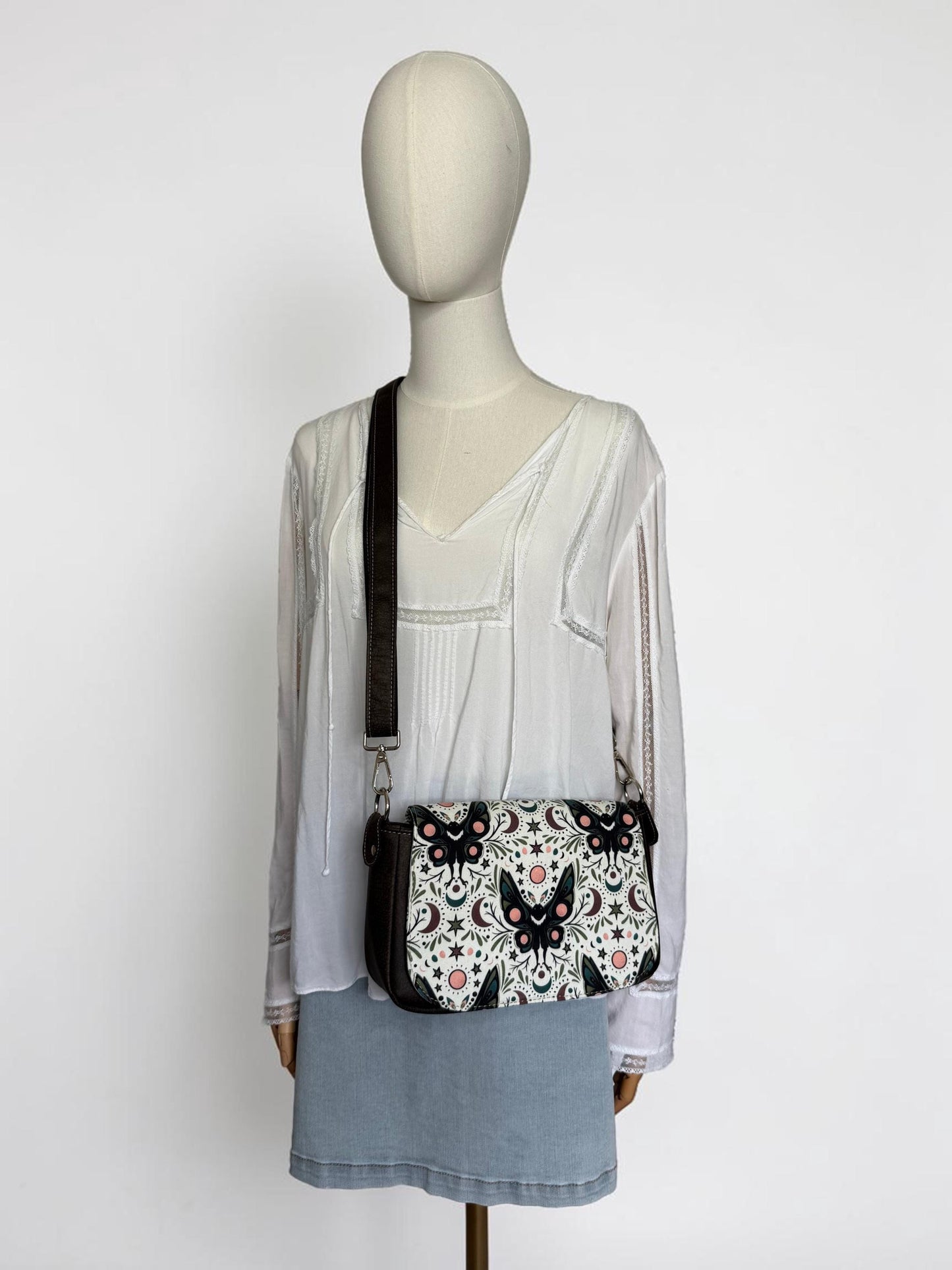 Mothman Folk Damask Saddlebag Crossbody