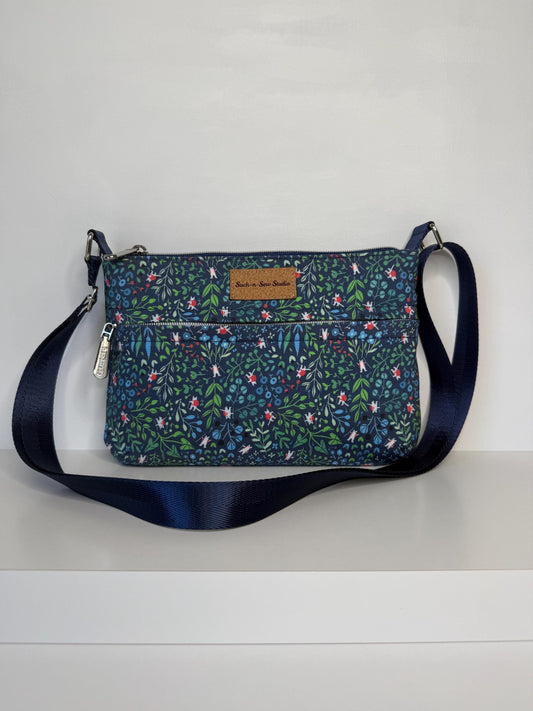 Tiny Cat Wearing Tiny Backpack in a Flower Field Crossbody