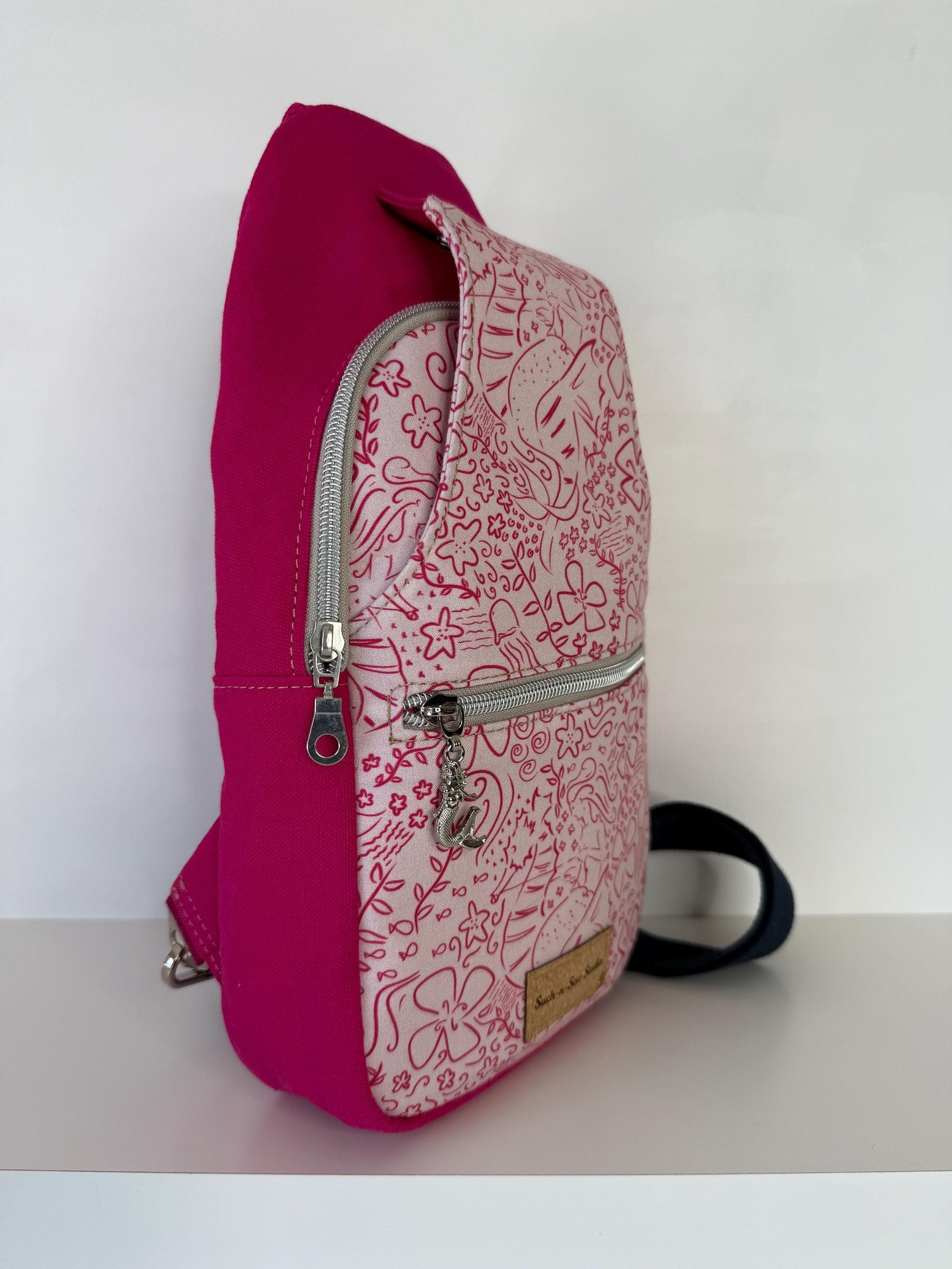 Mermaid on a Seahorse Sling Bag Crossbody Retro Style